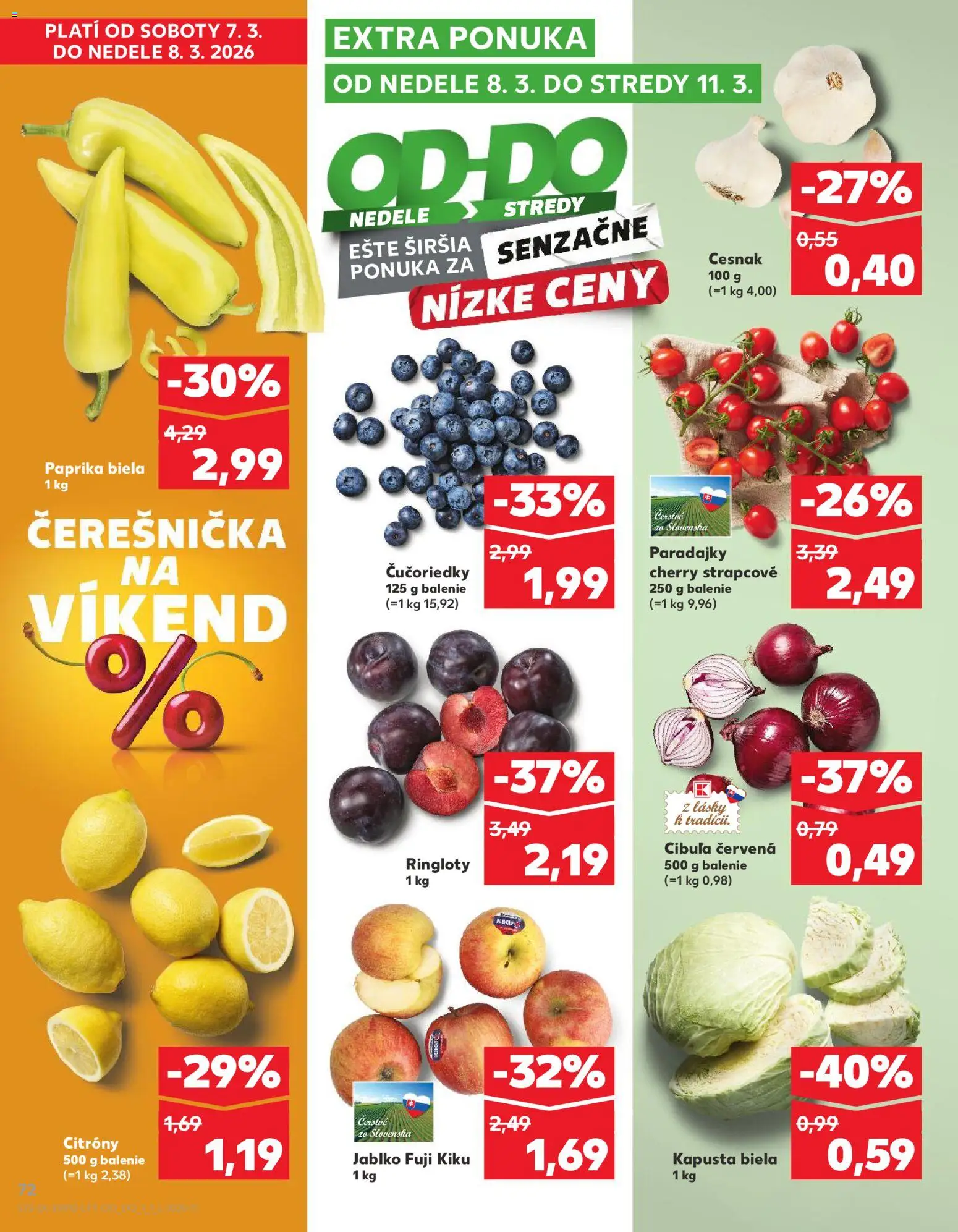 Nové Kaufland akcie – leták je platný od 05.03.2026 | Strana: 72 | Produkty: Paradajky, Apple, Cesnak, Cibuľa
