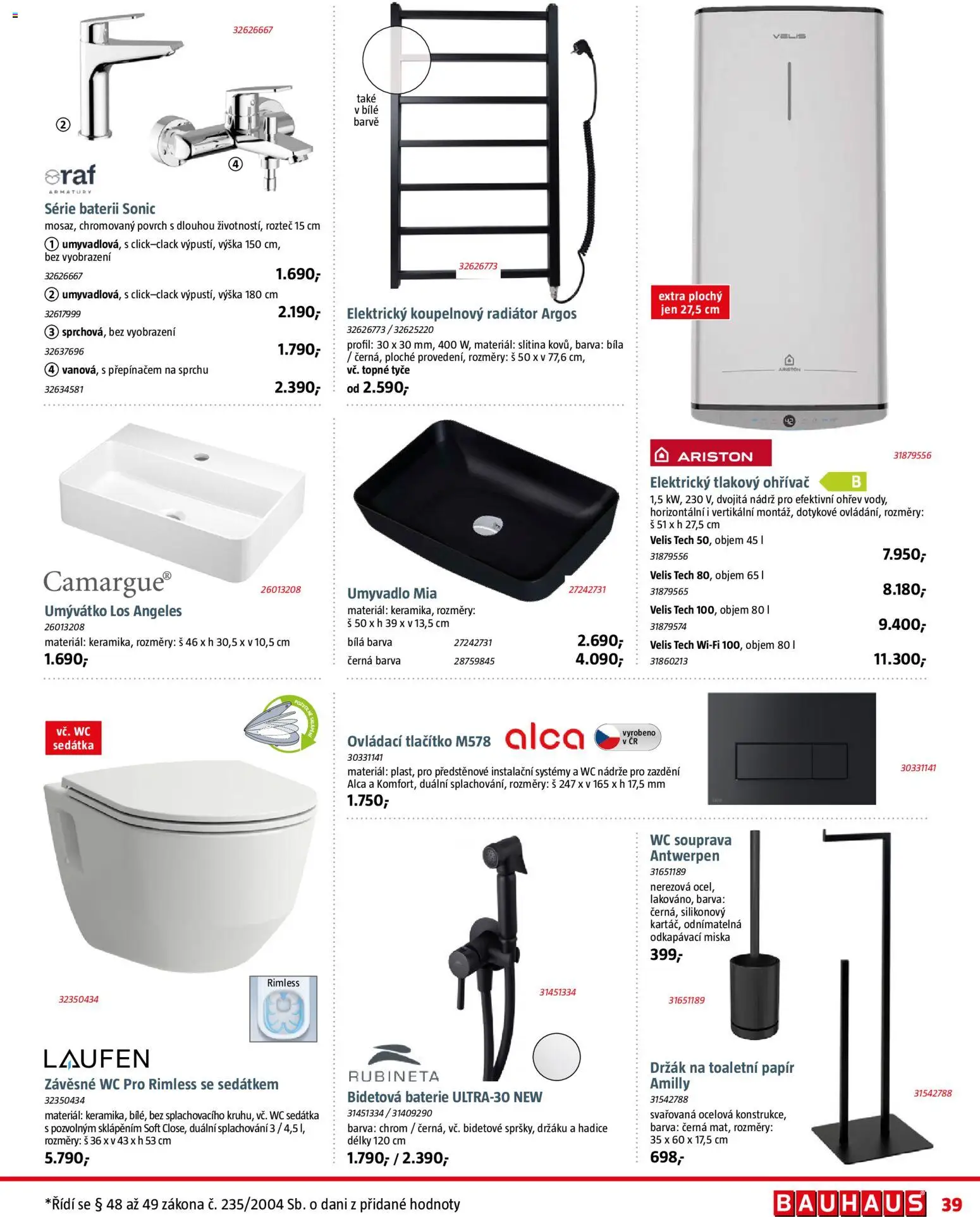 Bauhaus leták od 02.04.2026 | Strana: 39 | Produkty: Miska, Umyvadlo, Wc, Baterie