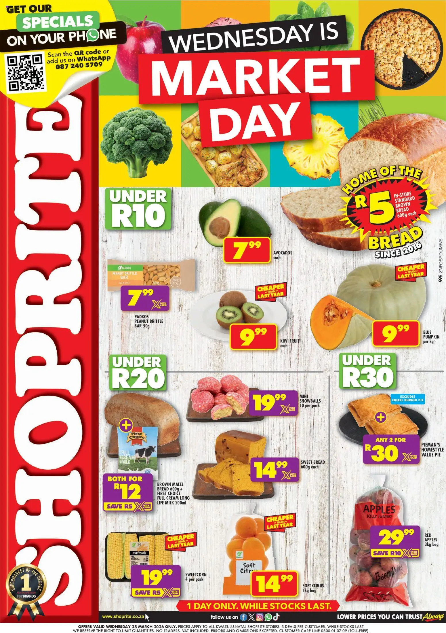 New Shoprite catalogue – valid from 25.03.2026 | Page: 1 | Products: Phone, Kiwi, Avocados, Fruit