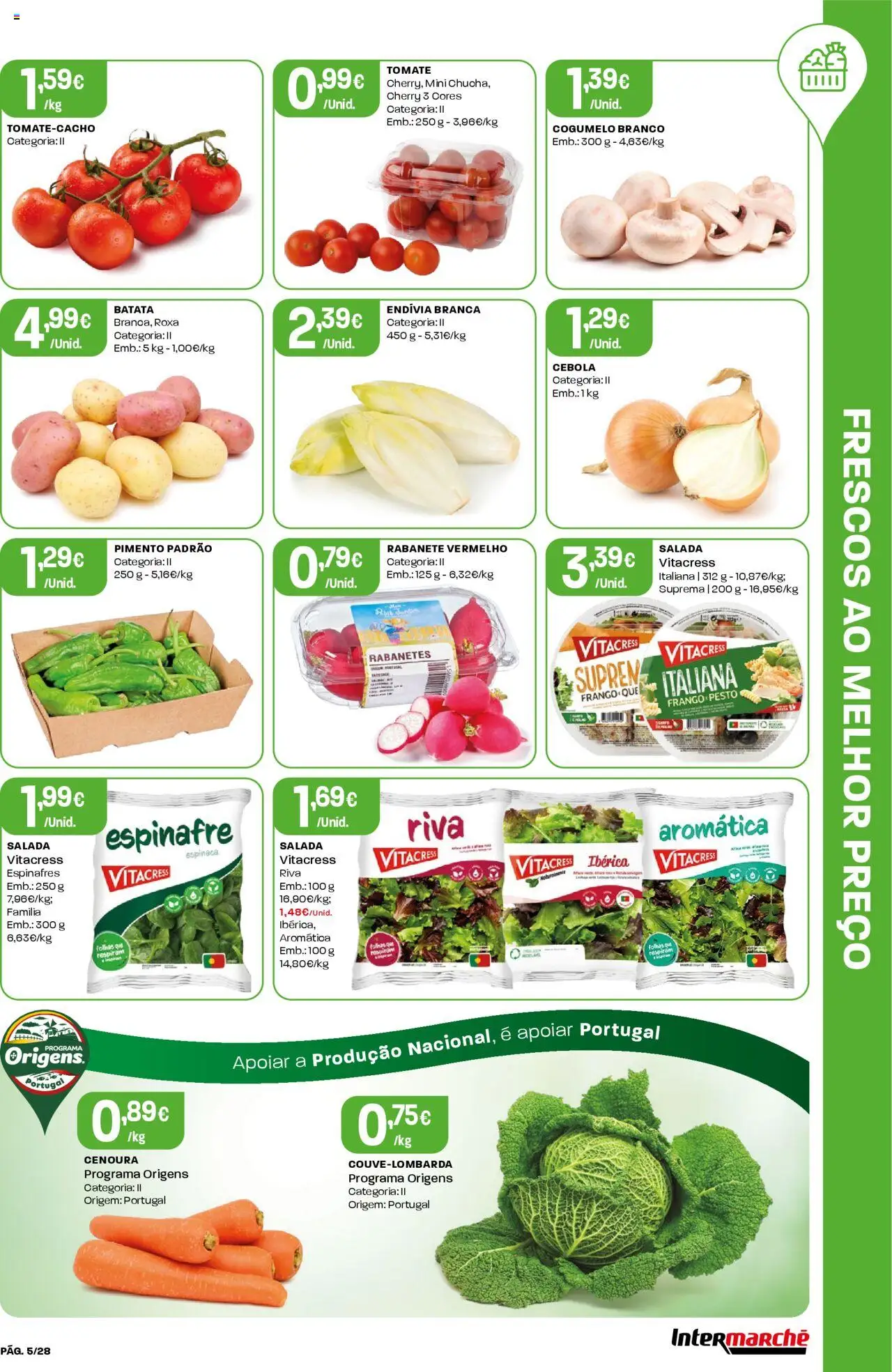 Intermarché folheto │ válido de 07.08.2025 | Página: 5 | Produtos: Batata, Espinafres, Cenoura, Salada