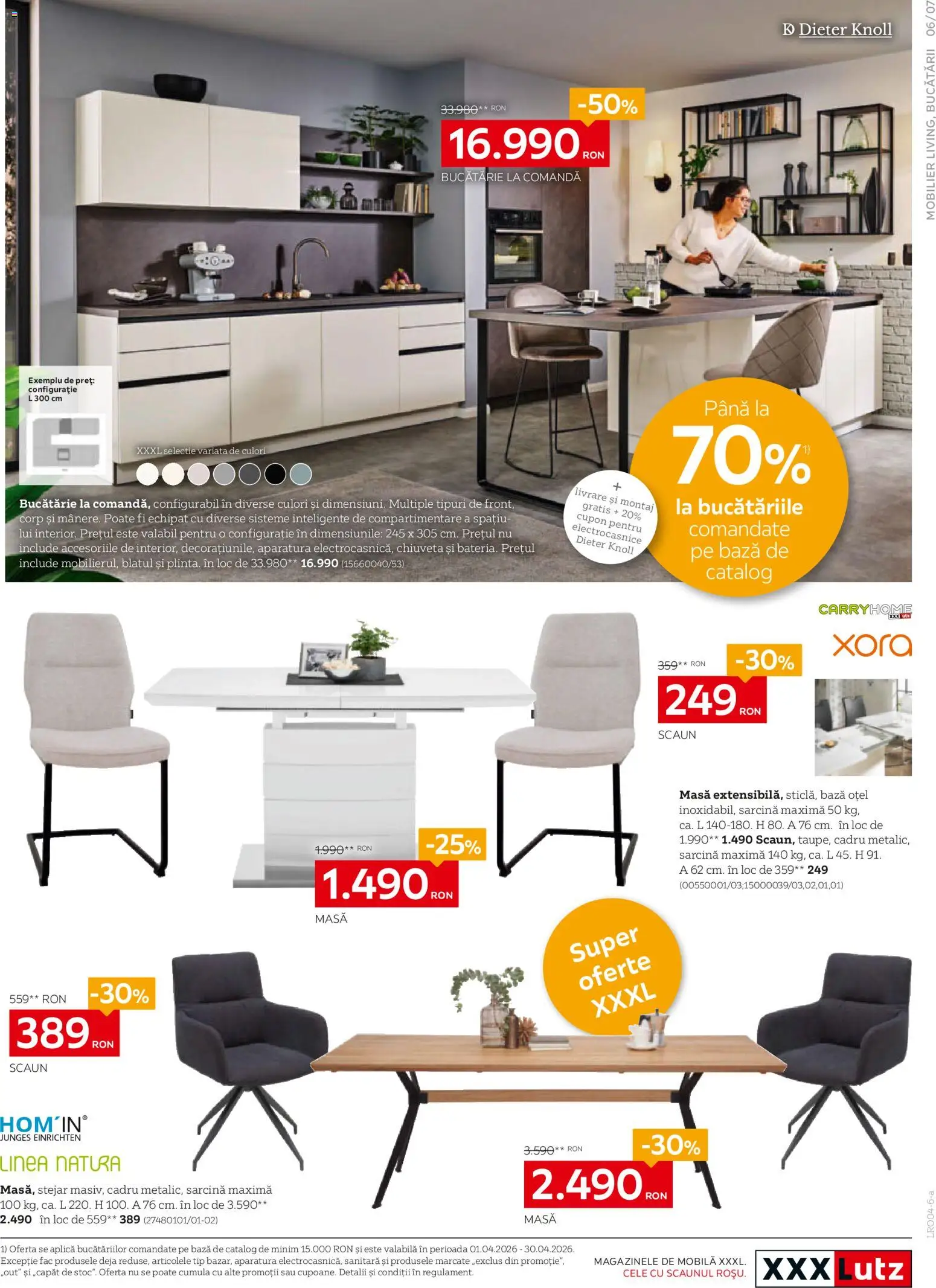 Noul catalog XXXLutz – valabil de la 06.04.2026 | Pagină: 7 | Produse: Masă, Scaun, Bucătărie, Chiuvetă