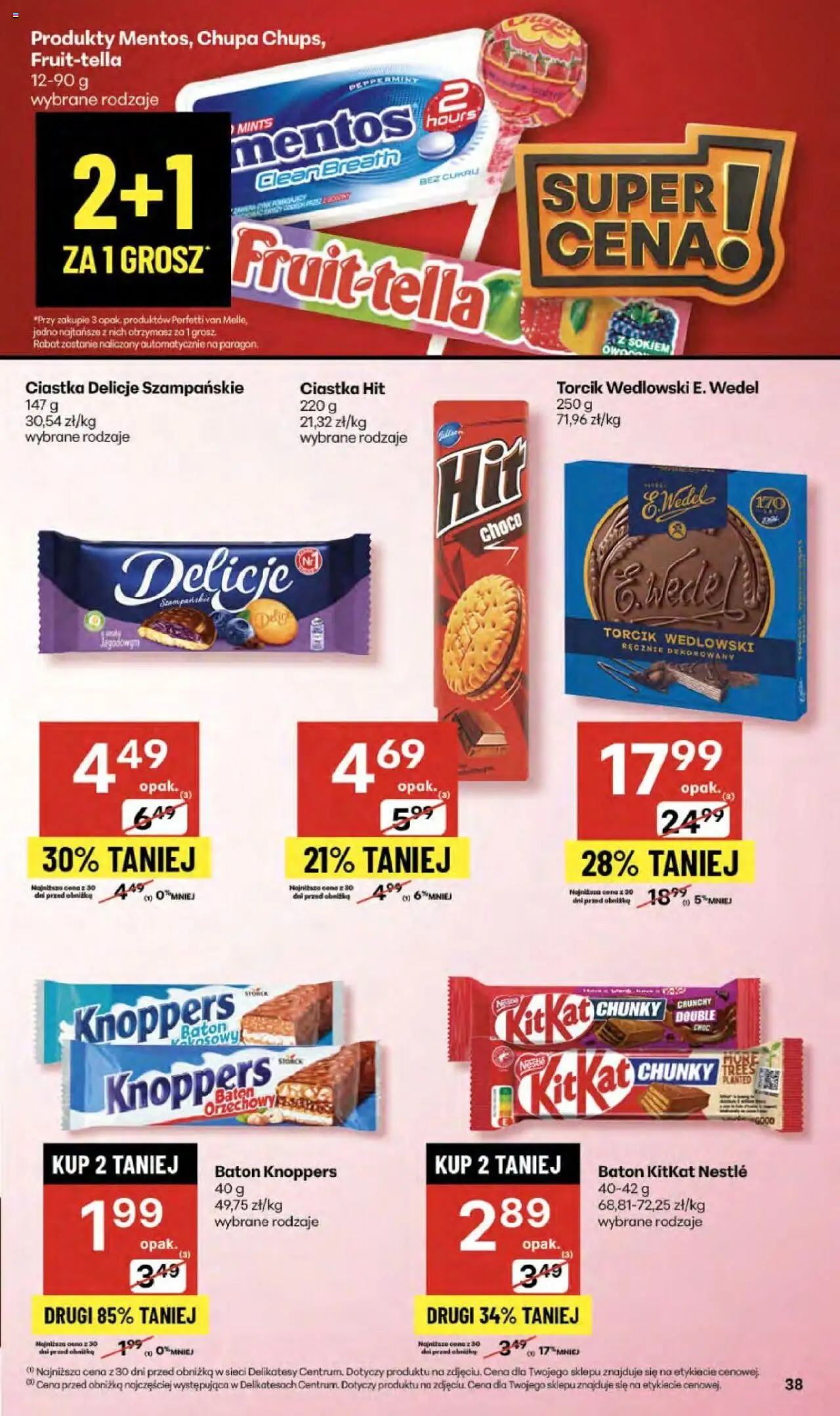 Delikatesy Centrum Gazetka od 11.09.2025 | Strona: 38 | Produkty: Delikatesy, Baton, Ciastka, Torcik wedlowski