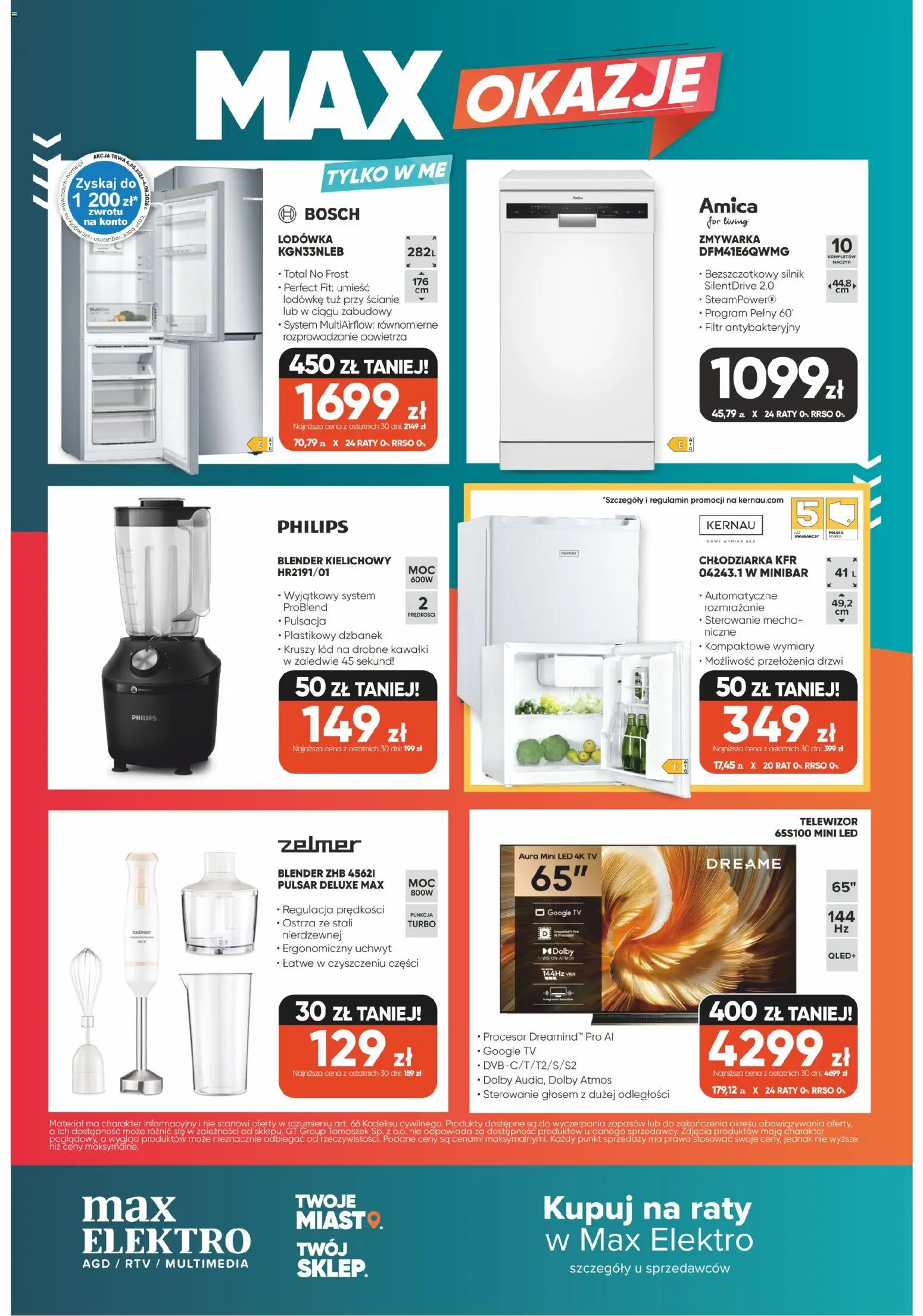 Max elektro gazetka od 28.04.2026 | Strona: 12 | Produkty: Dzbanek, Telewizor, Blender, Blender kielichowy