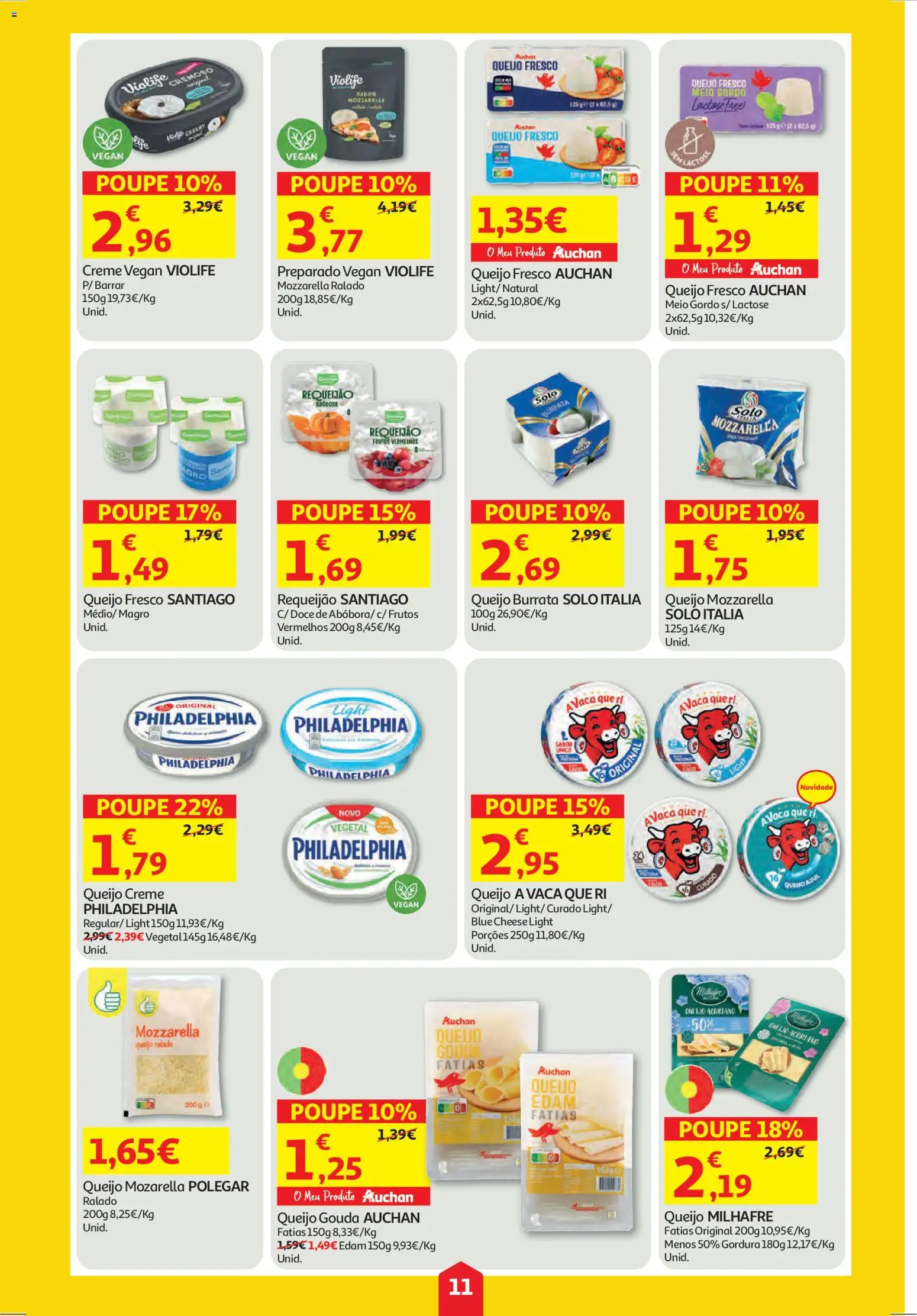 Auchan folheto │ válido de 22.01.2026 | Página: 11 | Produtos: Queijo creme, Queijo, Abóbora, Creme