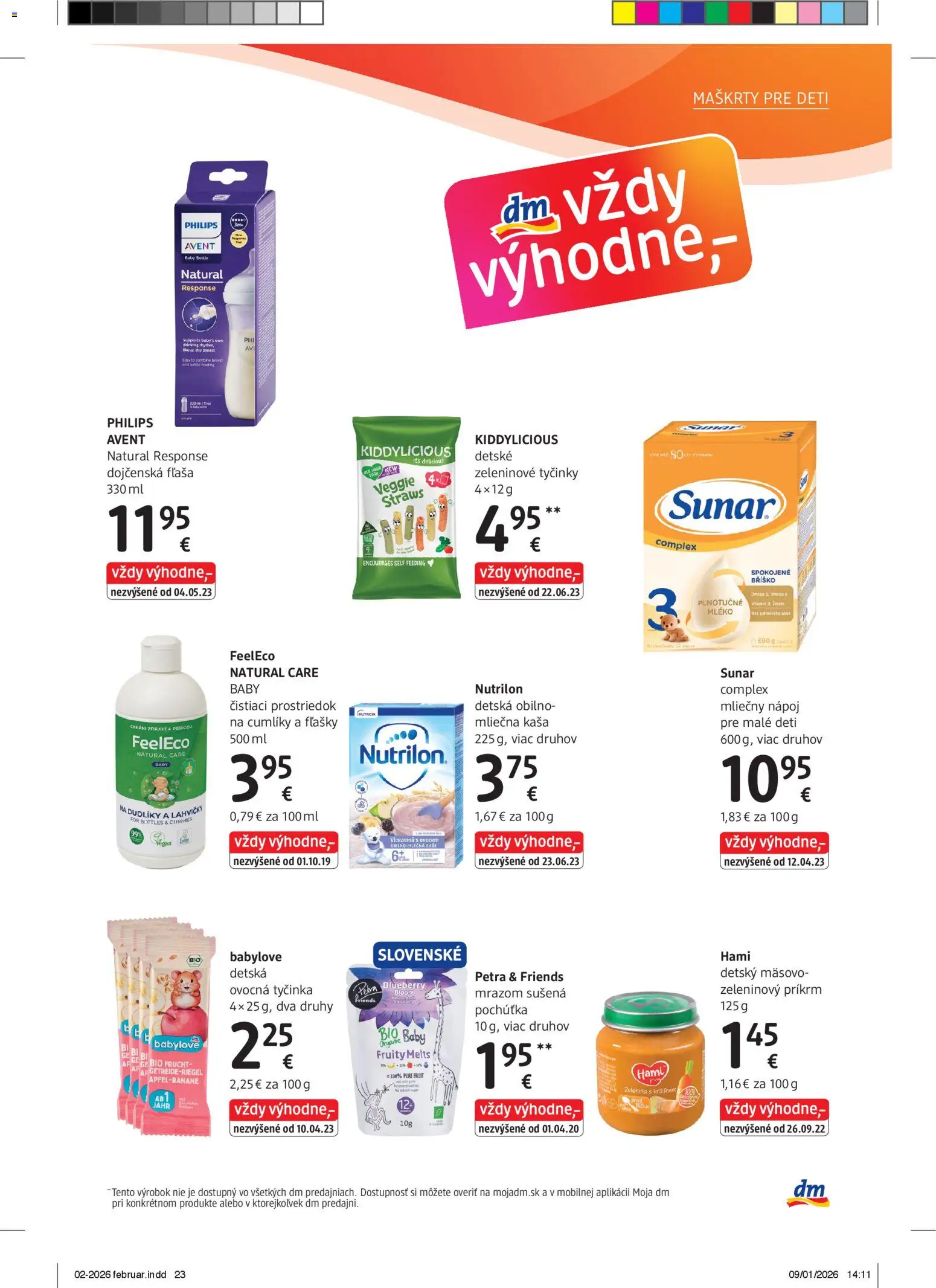 Nové dm drogerie akcie – leták je platný od 01.02.2026 | Strana: 23 | Produkty: Nutrilon, Sunar, Čistiaci prostriedok