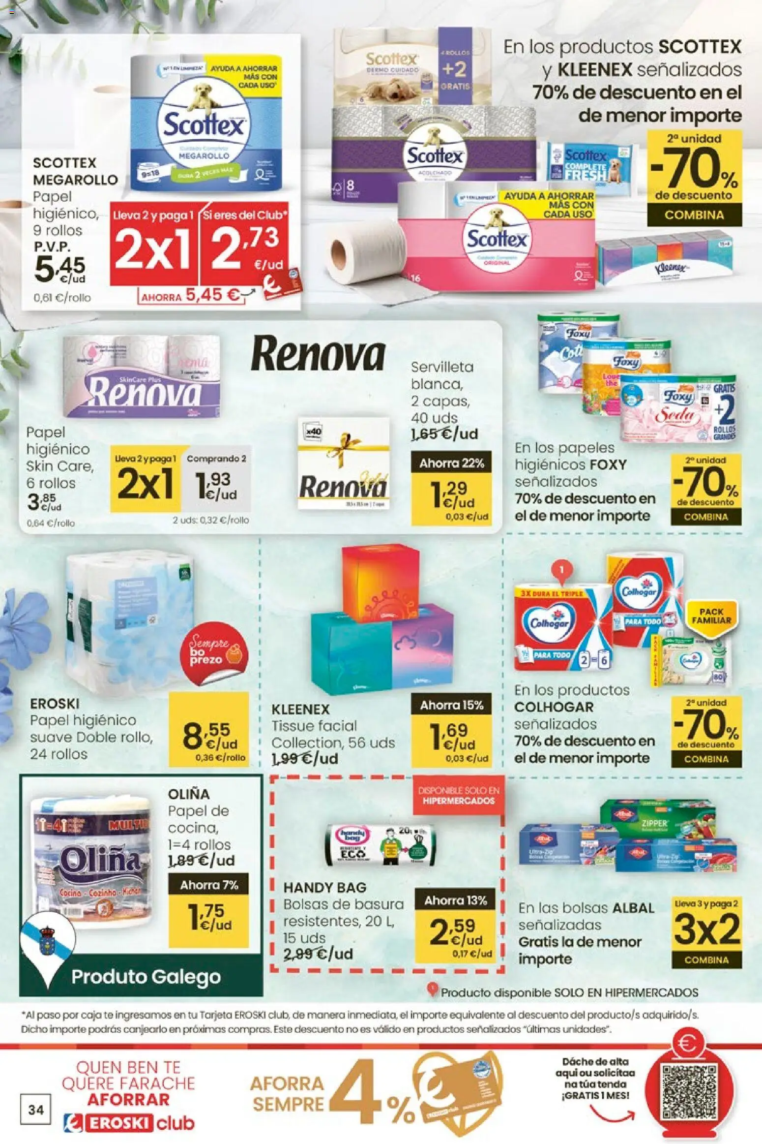 Eroski - Para un xaneiro máis lixeiro │ válido desde el 05.01.2026 | Página: 34 | Productos: Papel higienico, Té, Cocina, Caja