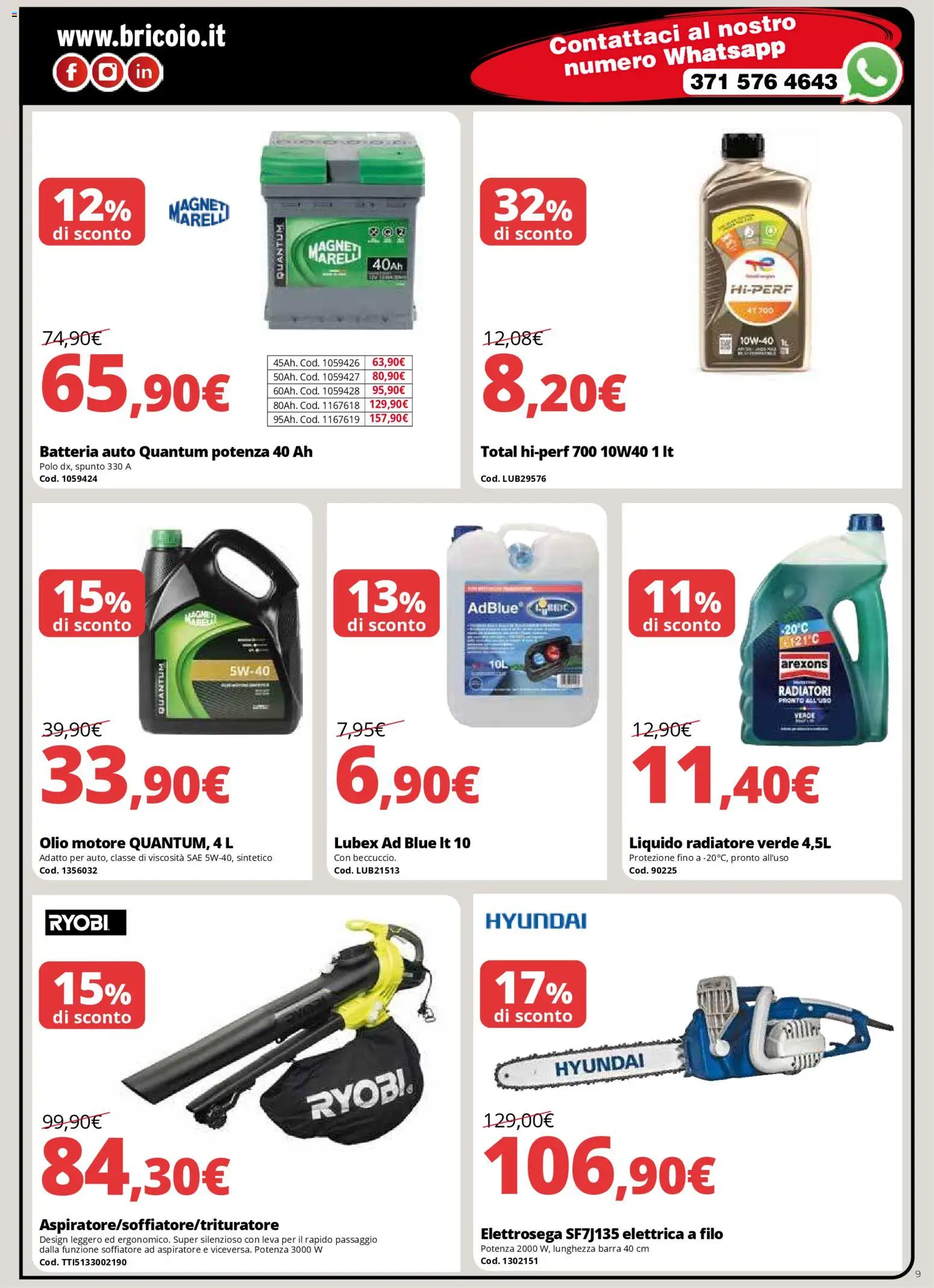 Volantino Brico io del 13.11.2025 | Pagina: 9 | Prodotti: Olio motore, Olio, Polo, Batteria