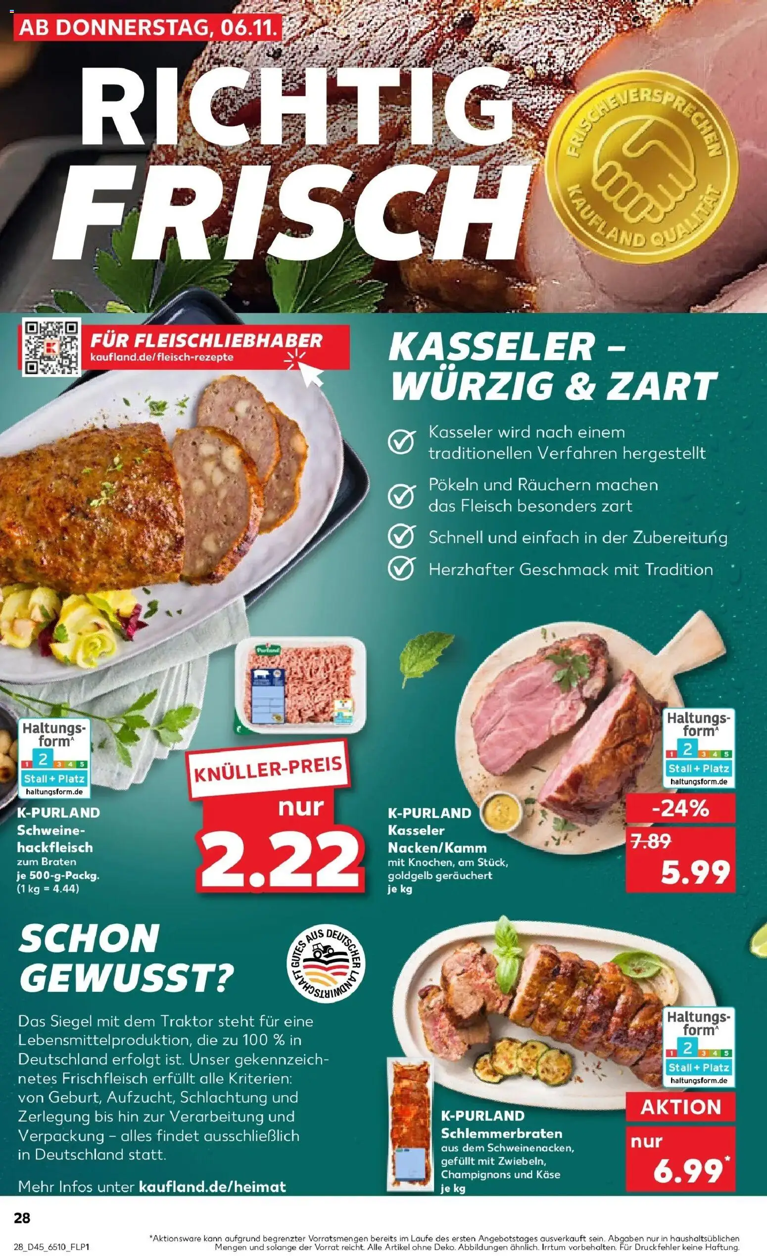 Kaufland prospekt Geilenkirchen	 – gültig ab 10.11.2025 | Seite: 28 | Produkte: Käse, Champignons, Fleisch, Hackfleisch