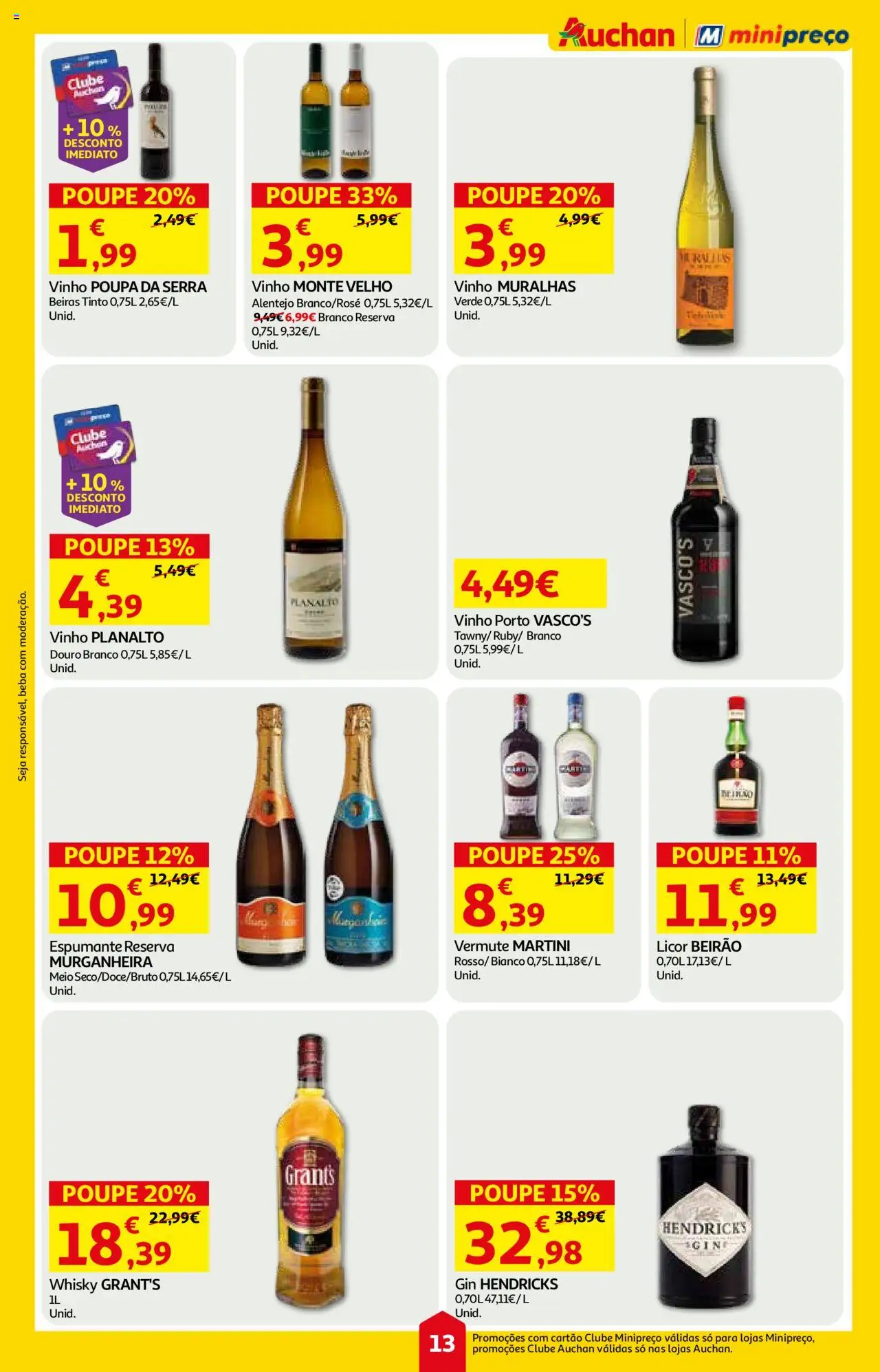 Auchan folheto │ válido de 07.08.2025 | Página: 13 | Produtos: Vermute, Whisky, Espumante, Licor