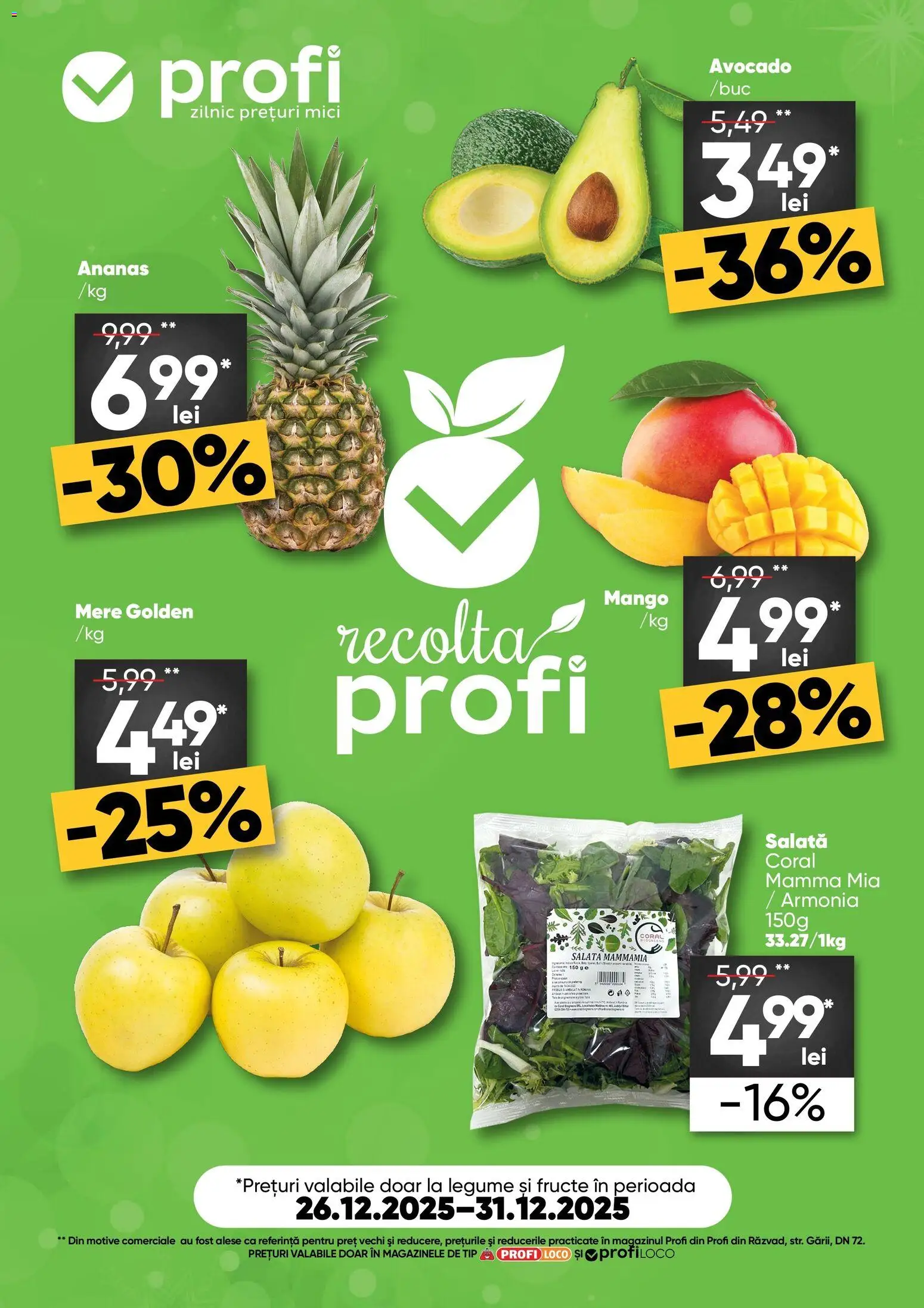 Noul catalog Profi – valabil de la 26.12.2025 | Pagină: 1 | Produse: Mici, Ananas, Salată, Fructe