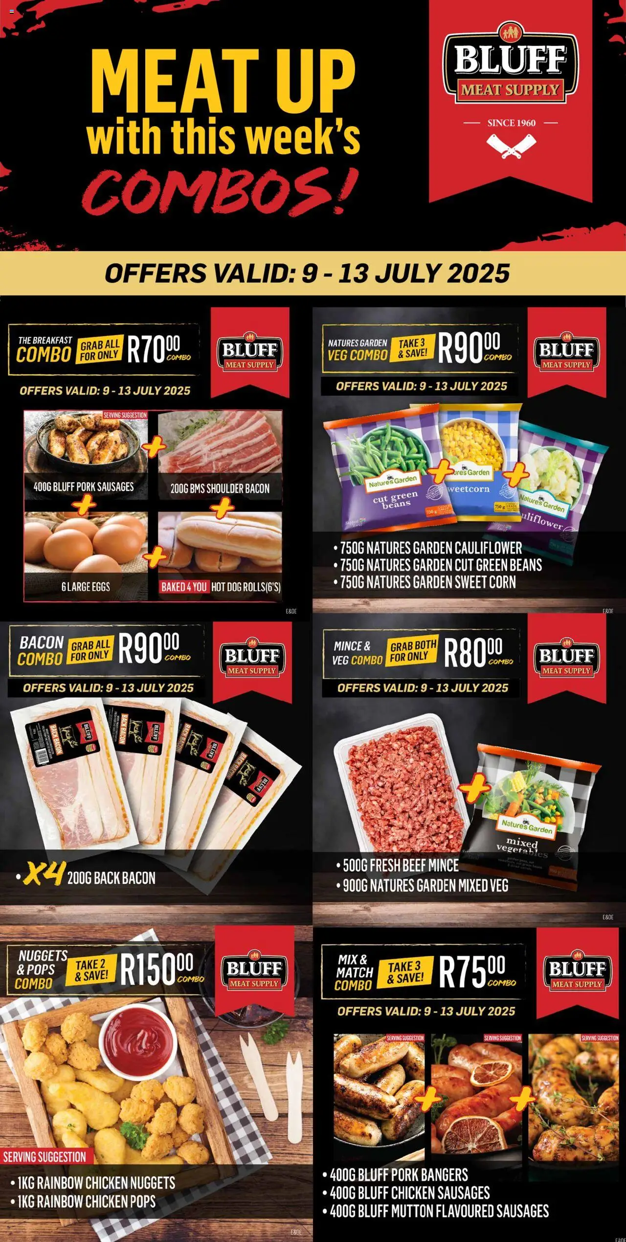 Bluff Meat Supply - MEAT UP with this week's COMBOS! │ valid from 09.07.2025 | Page: 1 | Products: Cauliflower, Eggs, Chicken, Vegetables