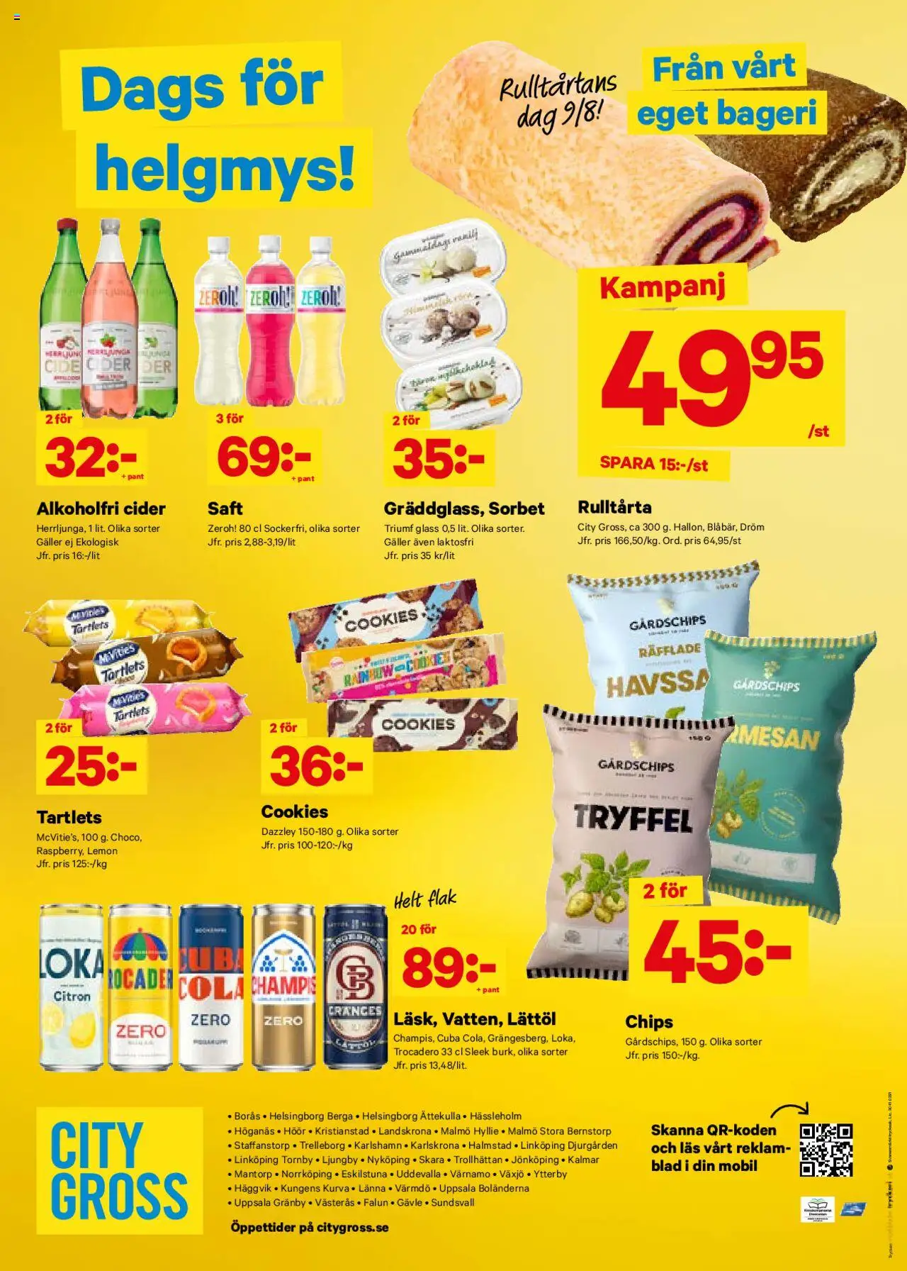 City Gross reklamblad aktuell från 04.08.2025 | Sida: 13 | Produkter: Bageri, Galler, Chips, Cider
