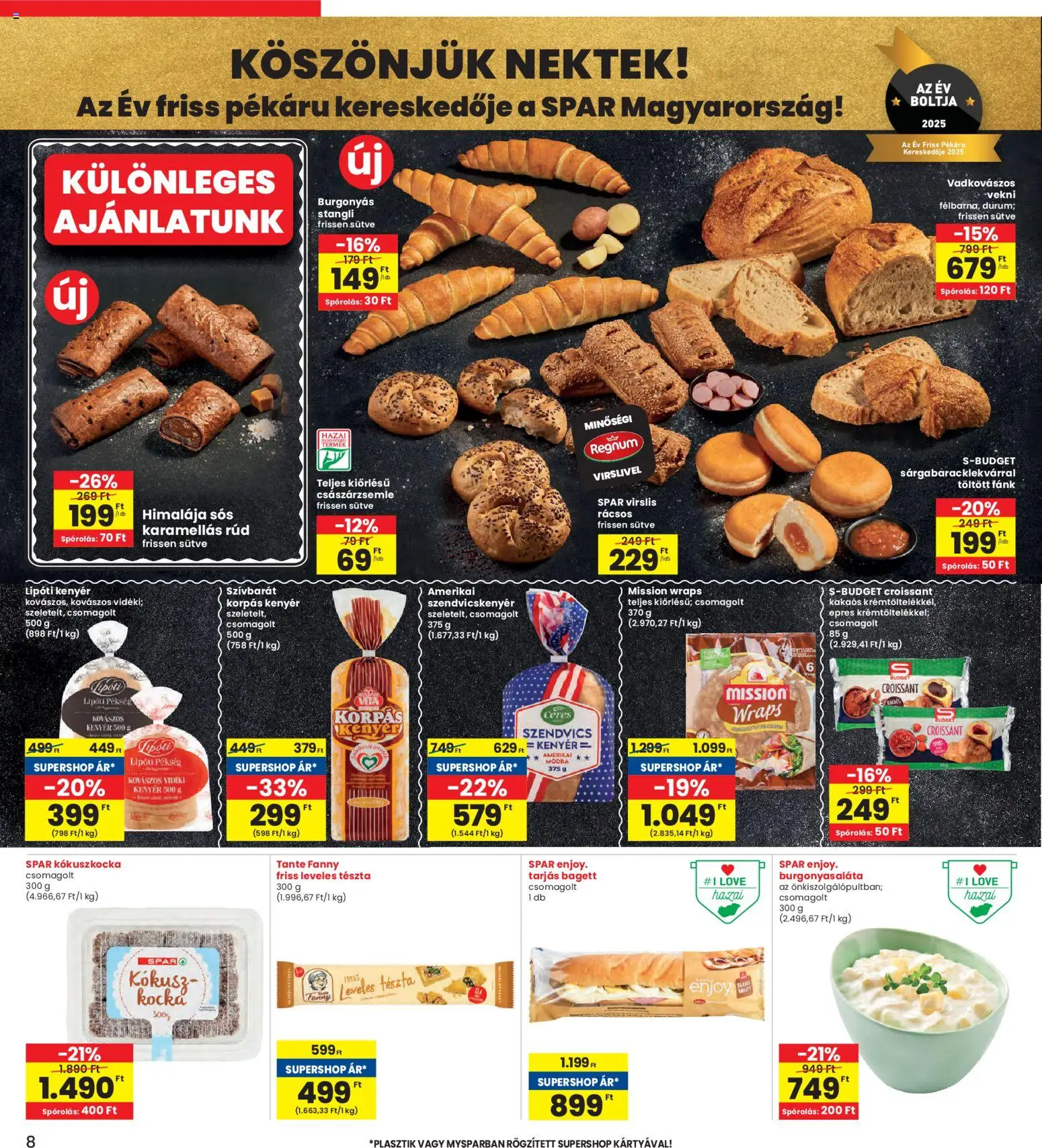 Interspar akciós ujság - amely érvényes a következő dátumtól: 30.10.2025 | Oldal: 8 | Termékek: Croissant, Szendvics, Fánk, Kokusz