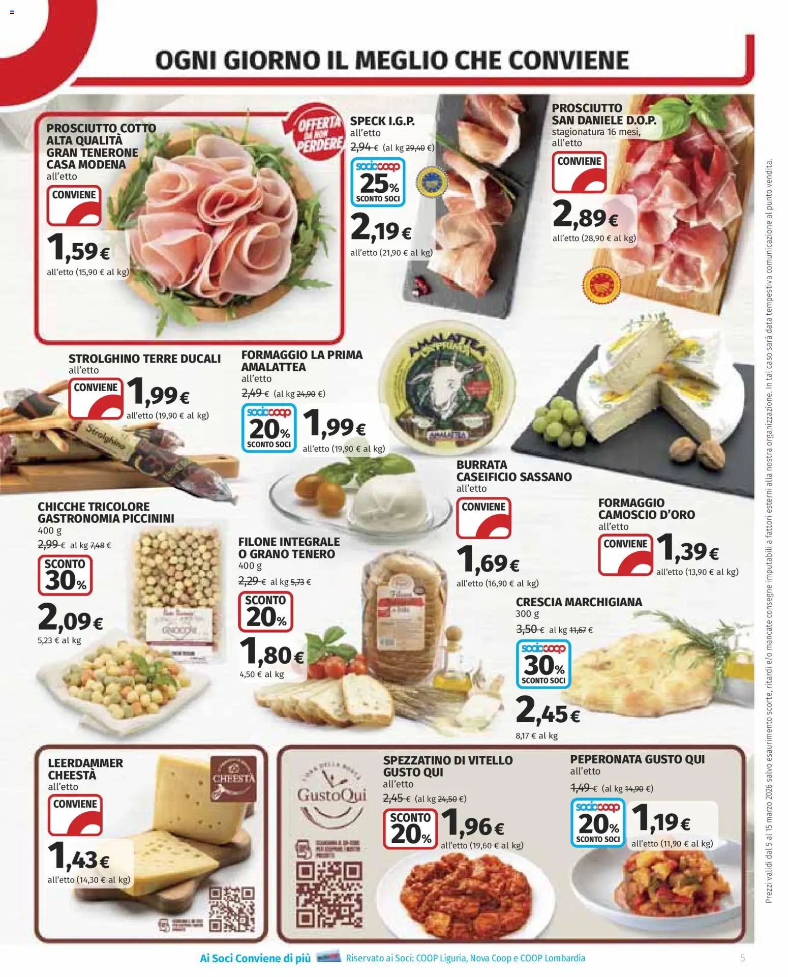 Volantino COOP del 05.03.2026 | Pagina: 5 | Prodotti: Prosciutto Cotto, Formaggio, Data, Vitello