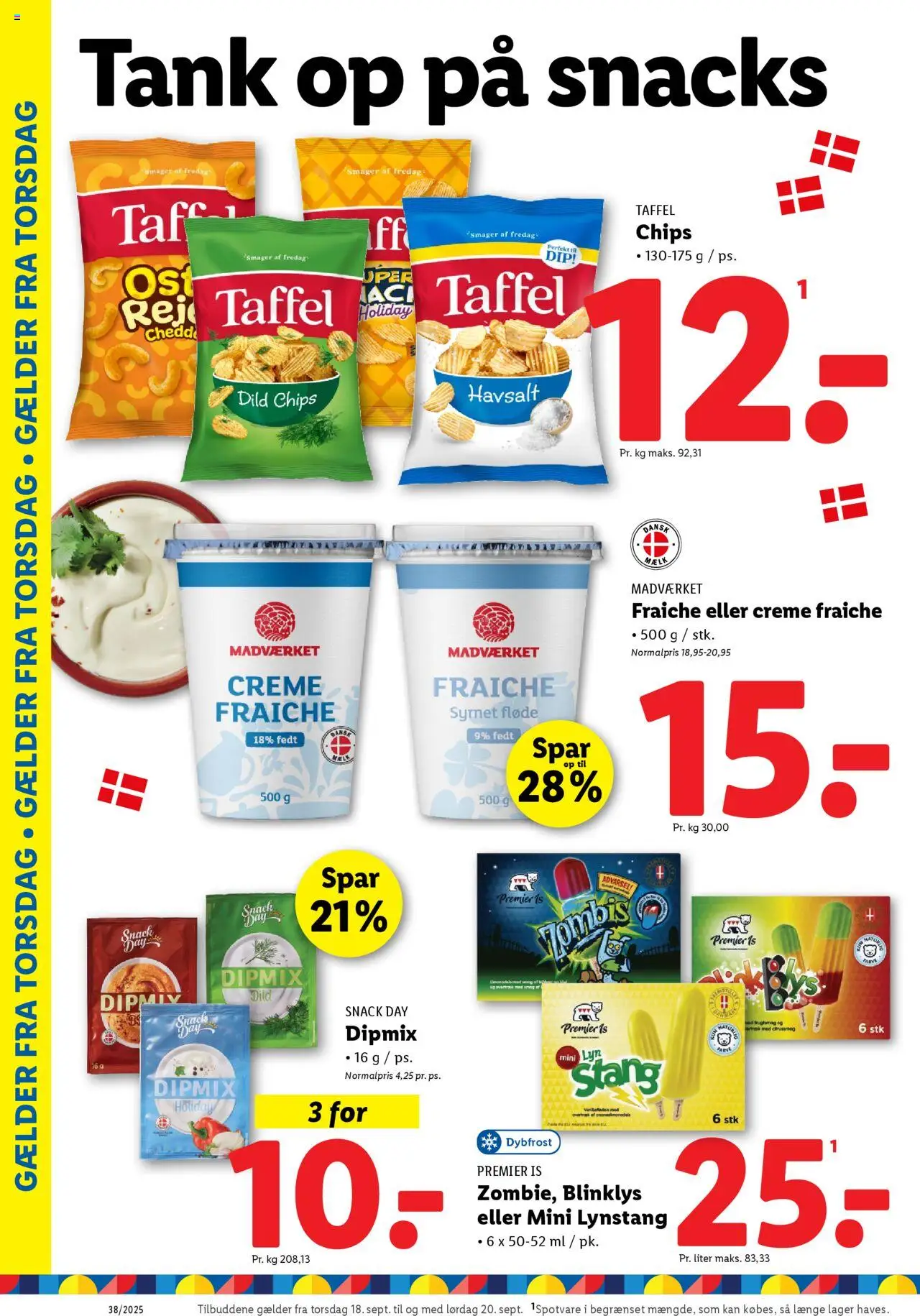 Lidl tilbudsavis – gyldig fra 18.09.2025 | Side: 4 | Produkter: Creme, Creme fraiche, Chips, Is