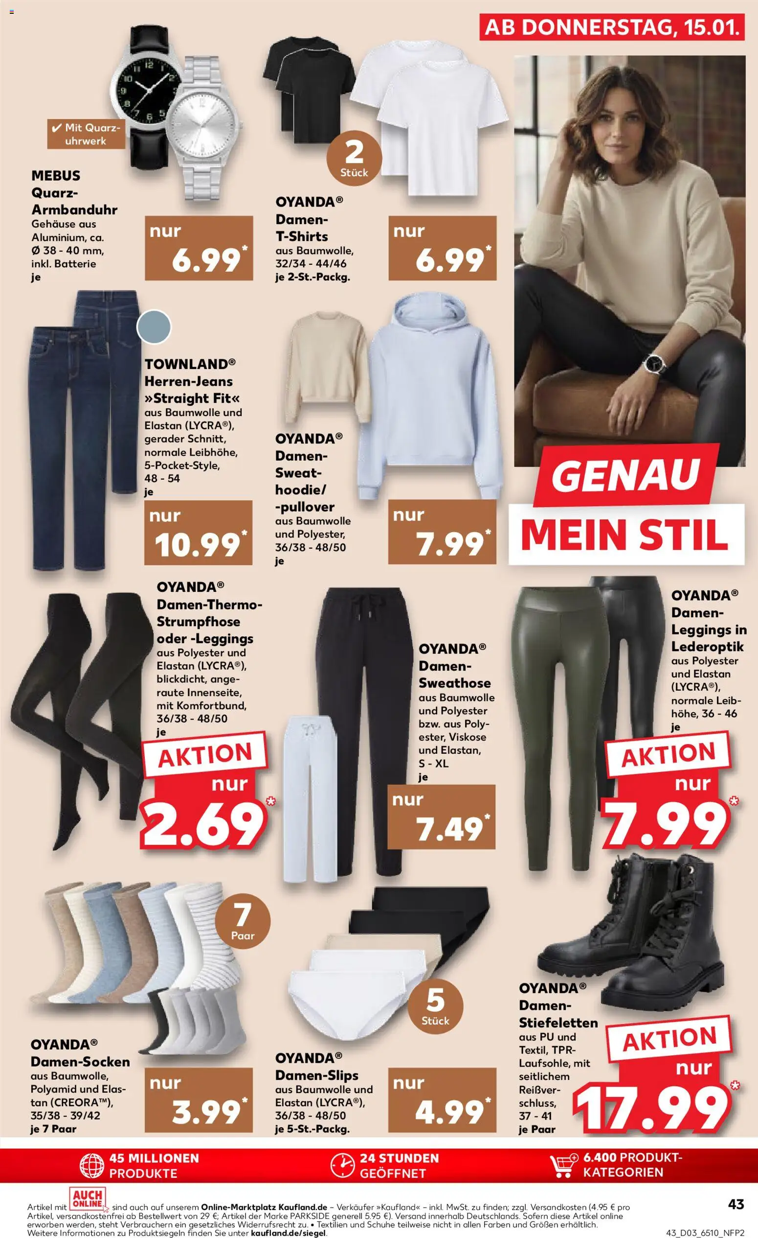 Kaufland prospekt Völklingen	 – gültig ab 15.01.2026 | Seite: 43 | Produkte: Hoodie, Leggings, Jeans, Strumpfhose