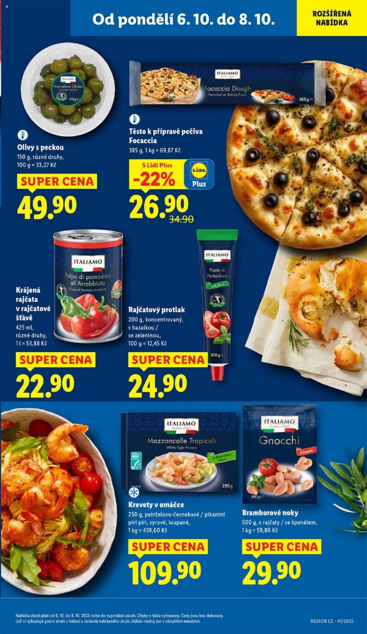 Lidl leták od 06.10.2025 | Strana: 25 | Produkty: Bramborové noky, Focaccia, Gnocchi, Krevety