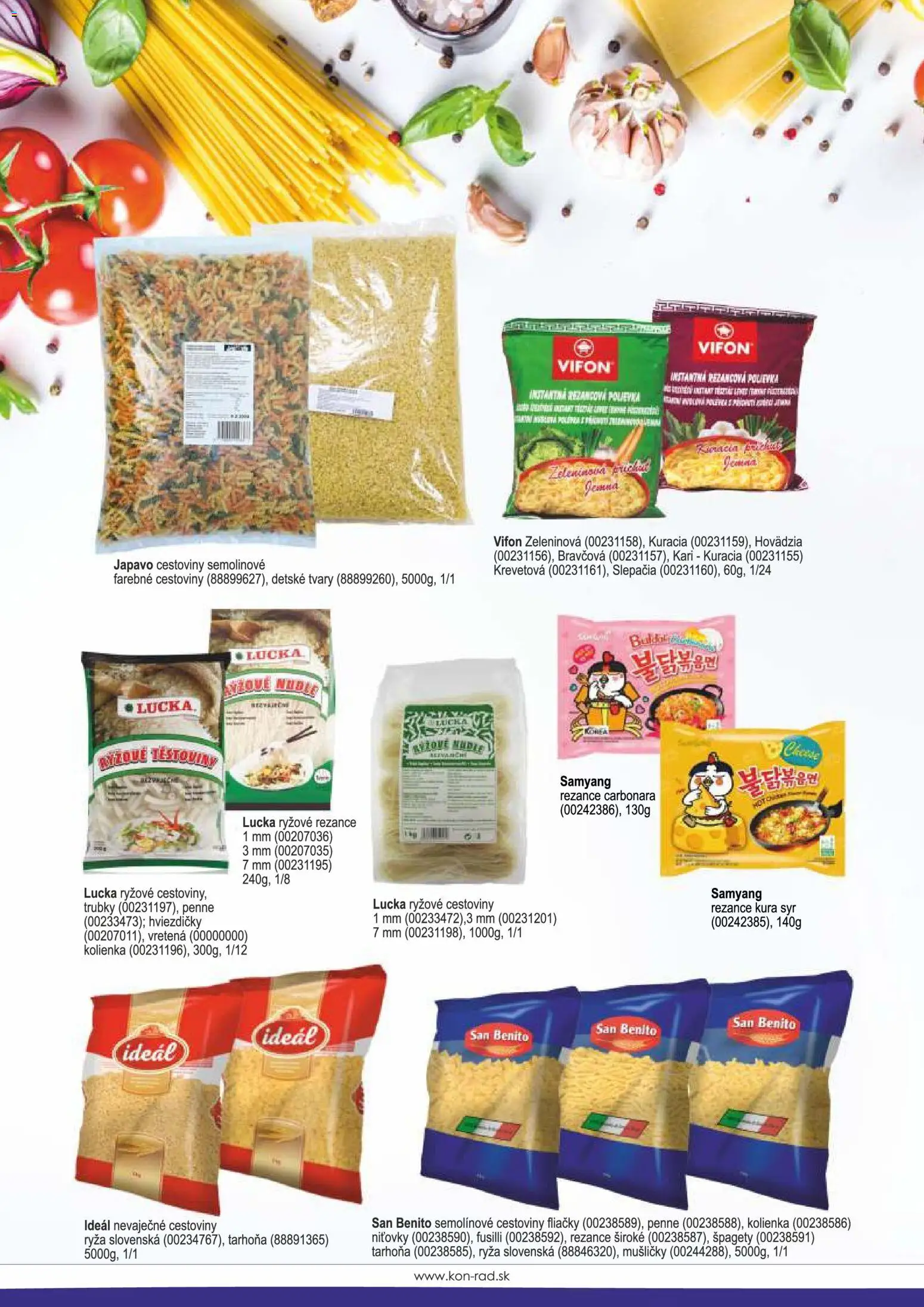 Nové KON - RAD akcie – leták je platný od 08.12.2025 | Strana: 56 | Produkty: Penne, Fusilli, Ryža, Špagety