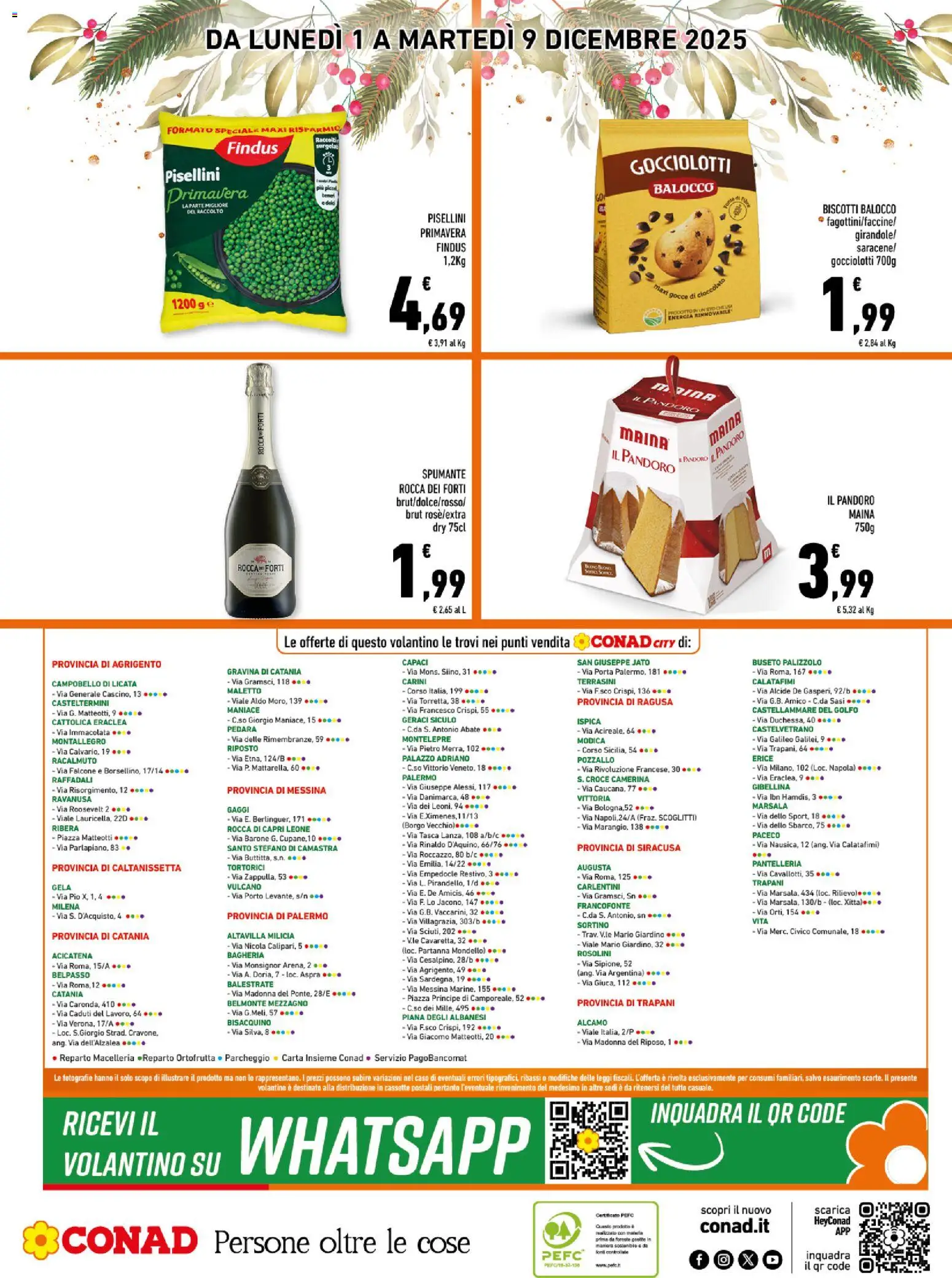 Volantino Conad del 01.12.2025 | Pagina: 16 | Prodotti: Cioccolato, Biscotti, Pandoro, Spumante