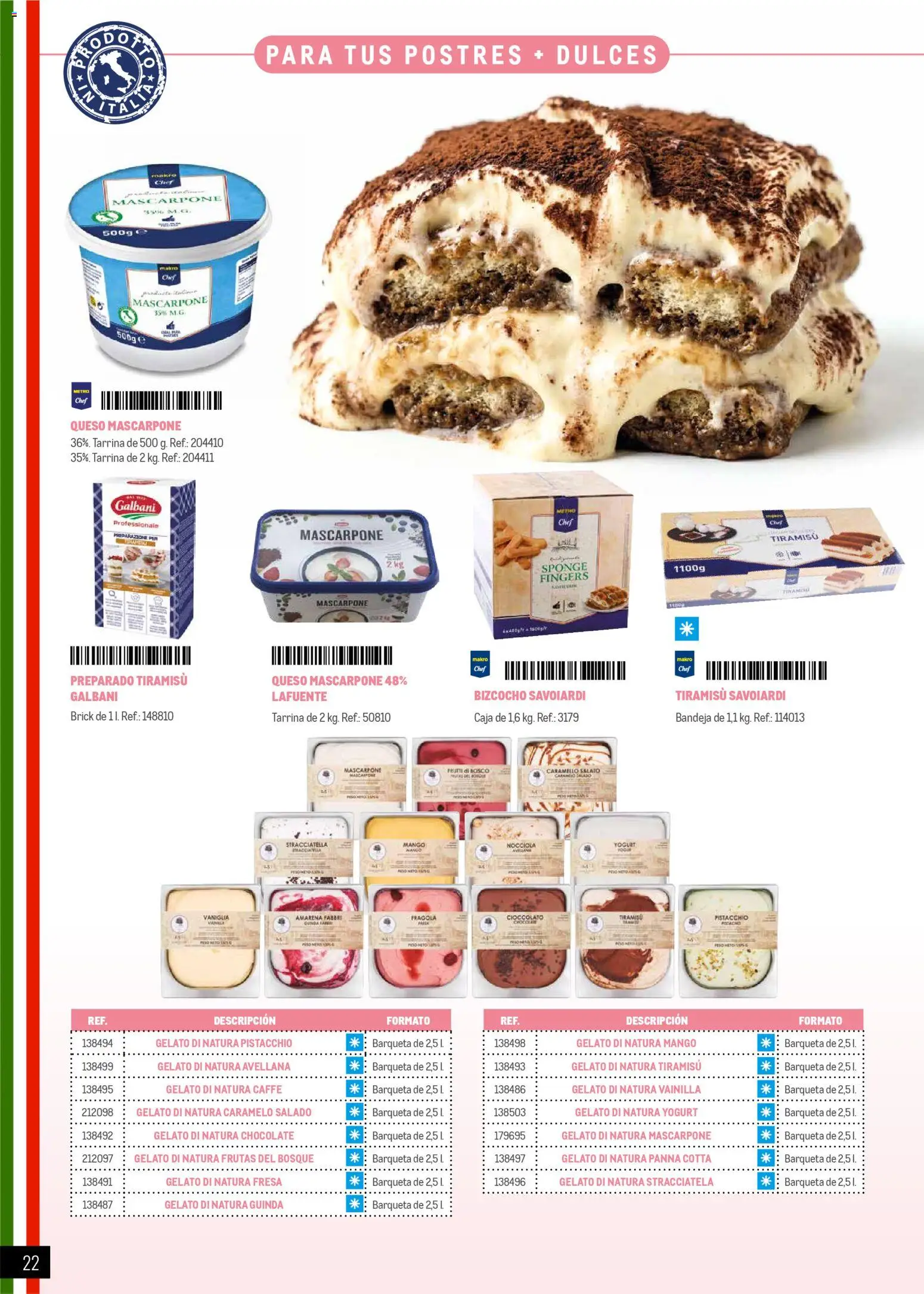 Makro Restaurantes italianos Norte │ válido desde el 27.03.2026 | Página: 22 | Productos: Queso, Chocolate, Ρούτερ, Caja