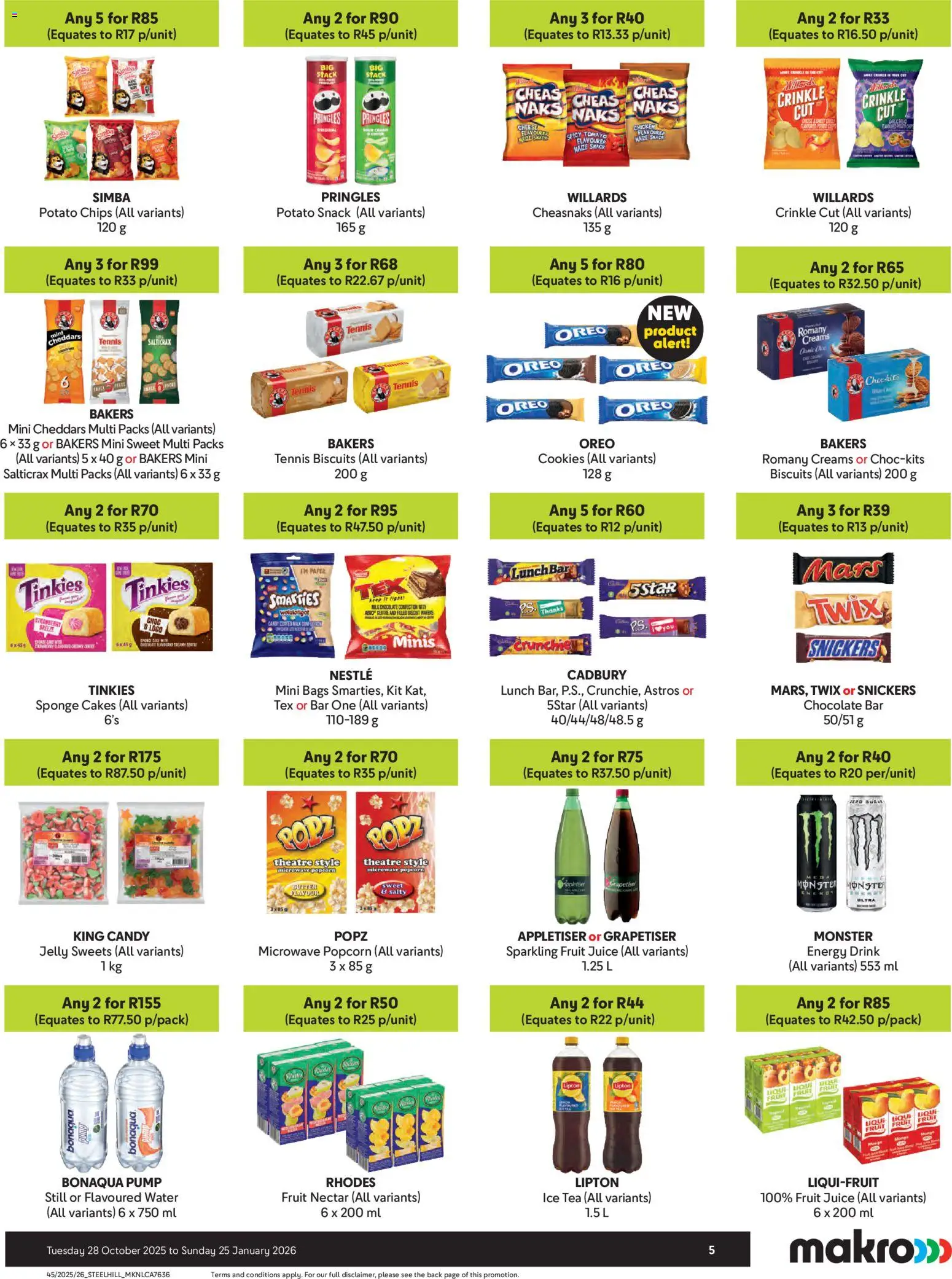 New Makro catalogue – valid from 28.10.2025 | Page: 5 | Products: Microwave, Milk, Chips, Cookies