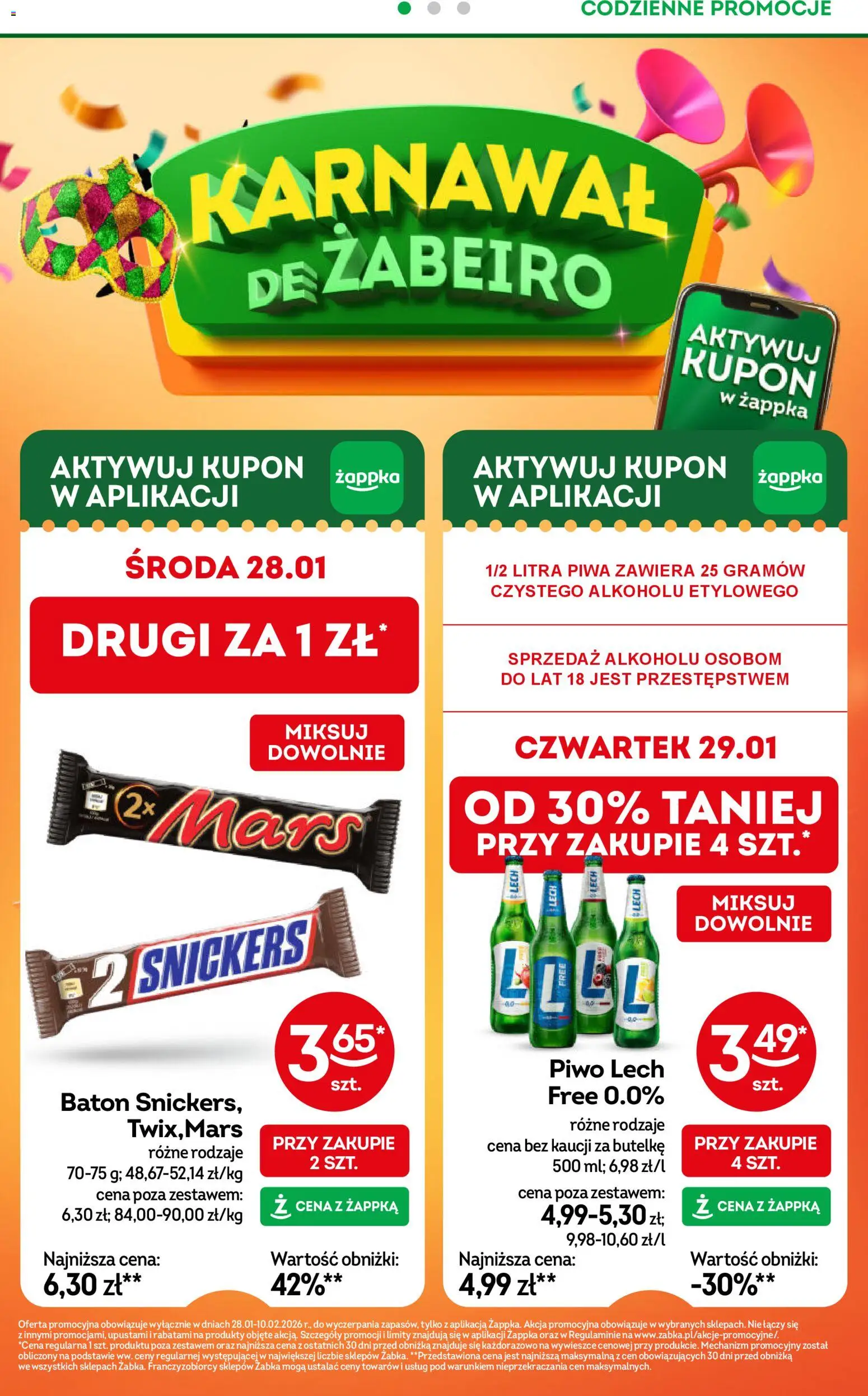 Żabka Gazetka od 28.01.2026 | Strona: 6 | Produkty: Baton, Piwo
