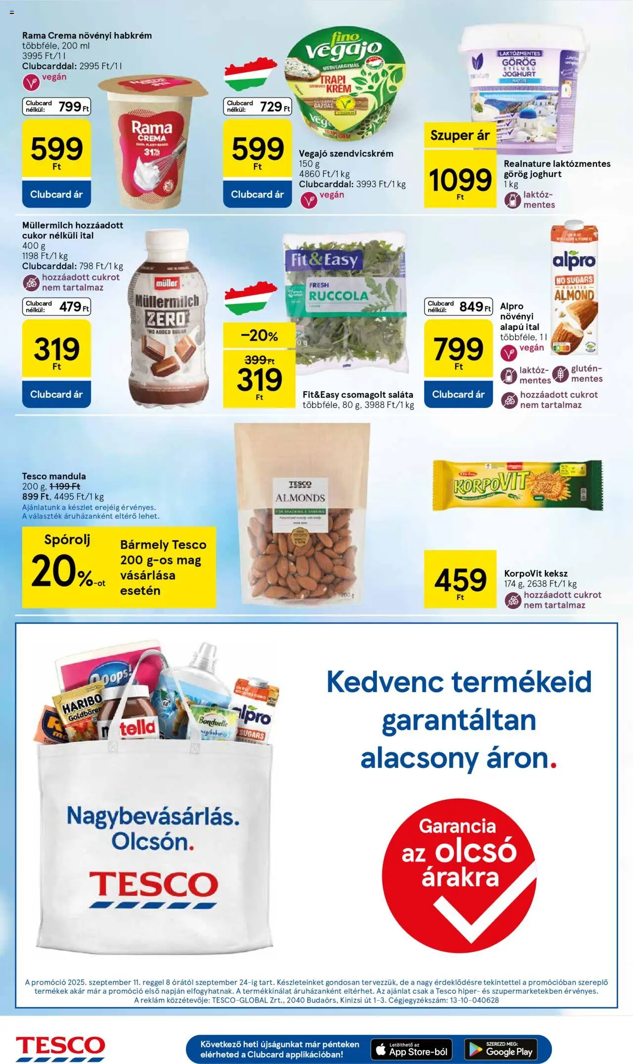 Tesco akciós ujság - amely érvényes a következő dátumtól: 11.09.2025 | Oldal: 20 | Termékek: Görög joghurt, Ruccola, Keksz, Cukor