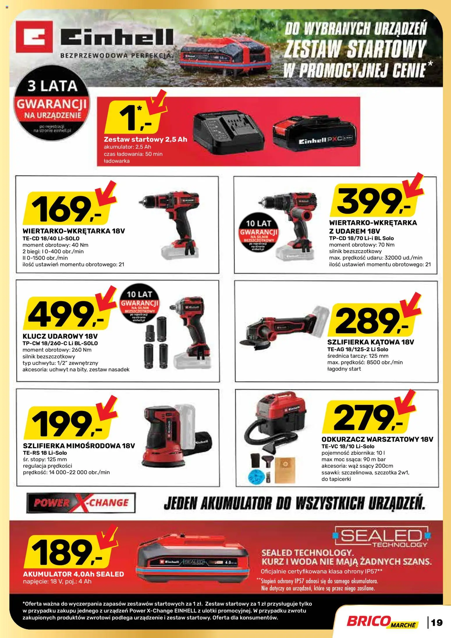 Brico Marché Gazetka od 19.11.2025 | Strona: 19 | Produkty: Ładowarka, Odkurzacz, Odkurzacz warsztatowy, Woda