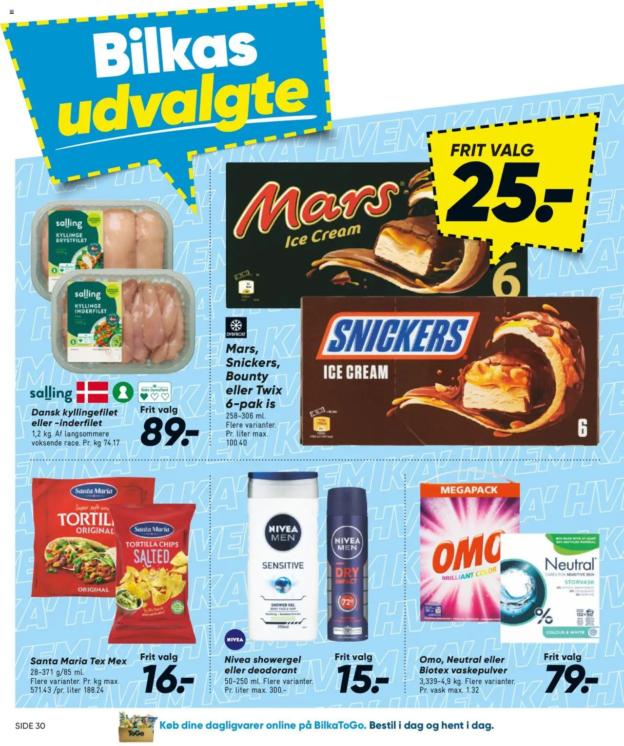 Bilka Tilbudsavis gyldig fra 01.08.2025 | Side: 30 | Produkter: Deodorant, Vaskepulver, Chips, Is