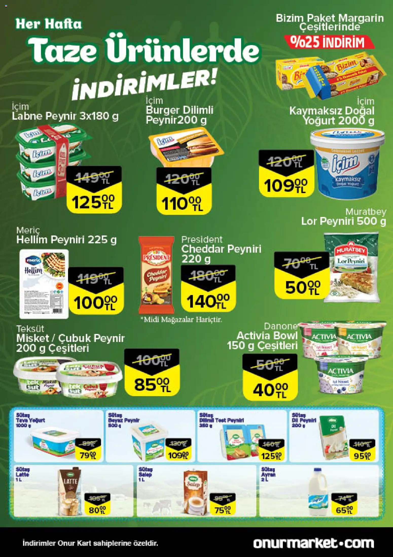 Onur Market Taze Ürünlerde İndirimler - İstanbul - 25.12.2025 tarihinden itibaren geçerlidir | Sayfa: 6 | Ürünler: Peynir, Yoğurt