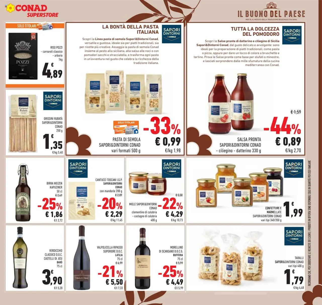 Volantino Conad del 22.10.2025 | Pagina: 43 | Prodotti: Pomodoro, Pomodori, Grissini, Miele