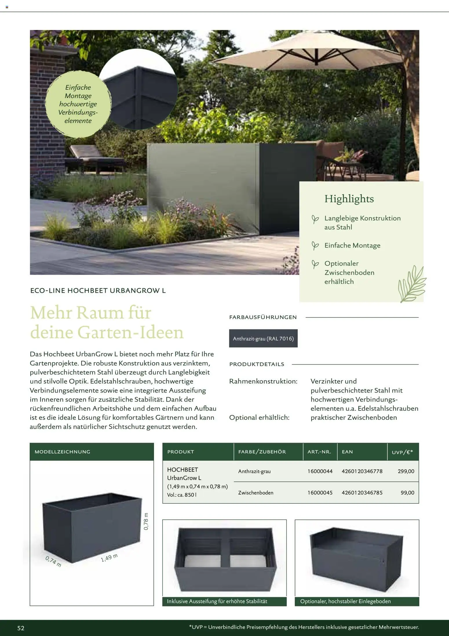 Dehner KGT – Kreative Gartentechnik – gültig ab 01.01.2026 | Seite: 52 | Produkte: Hochbeet