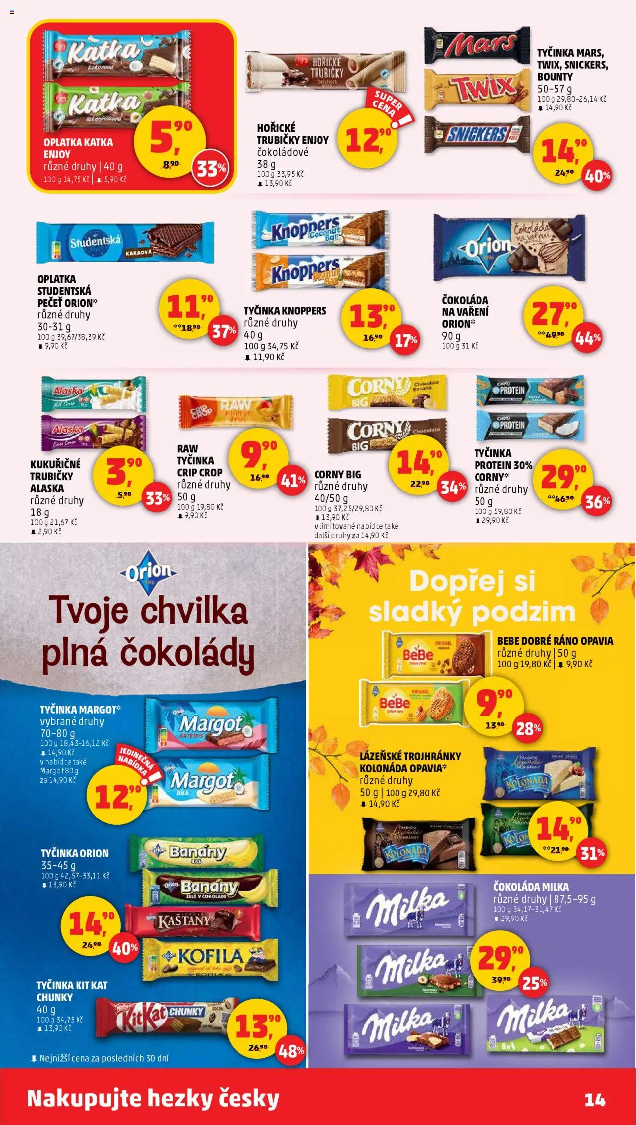 Penny Market leták - Čtvrtečník od 02.10.2025 | Strana: 14 | Produkty: Knoppers, Studentská pečeť, Kofila, Bebe