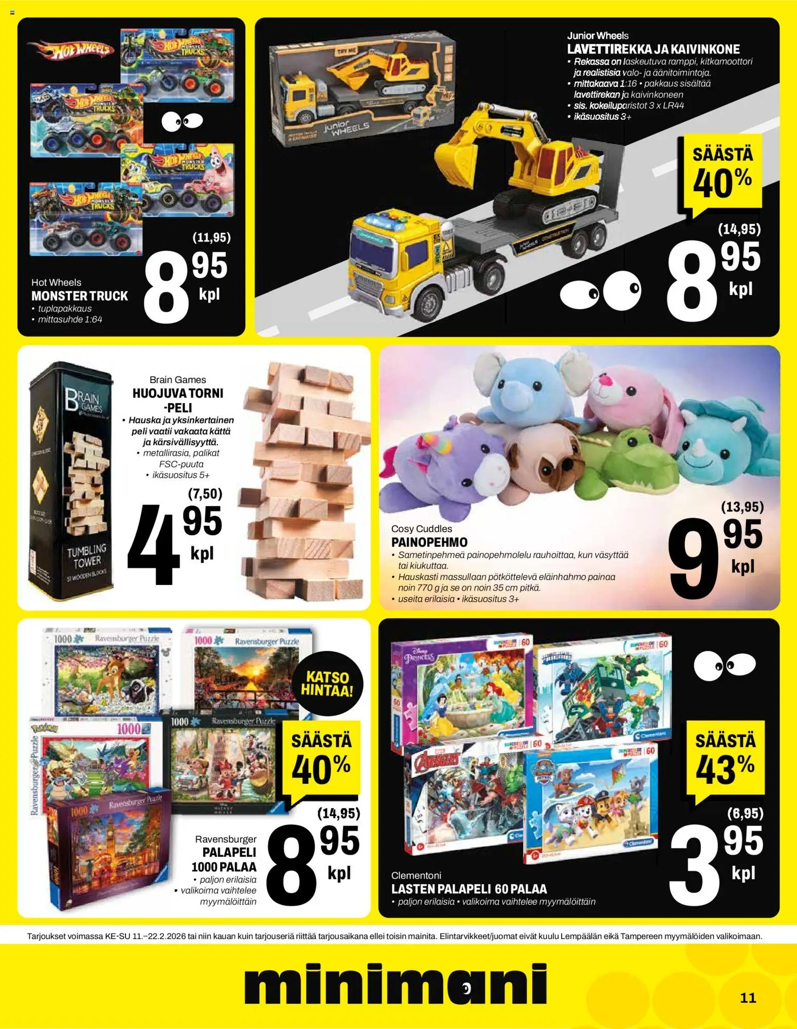 Minimani tarjoukset – voimassa 11.02.2026 alkaen | Sivu: 11 | Tuotteet: Palapeli, Peli