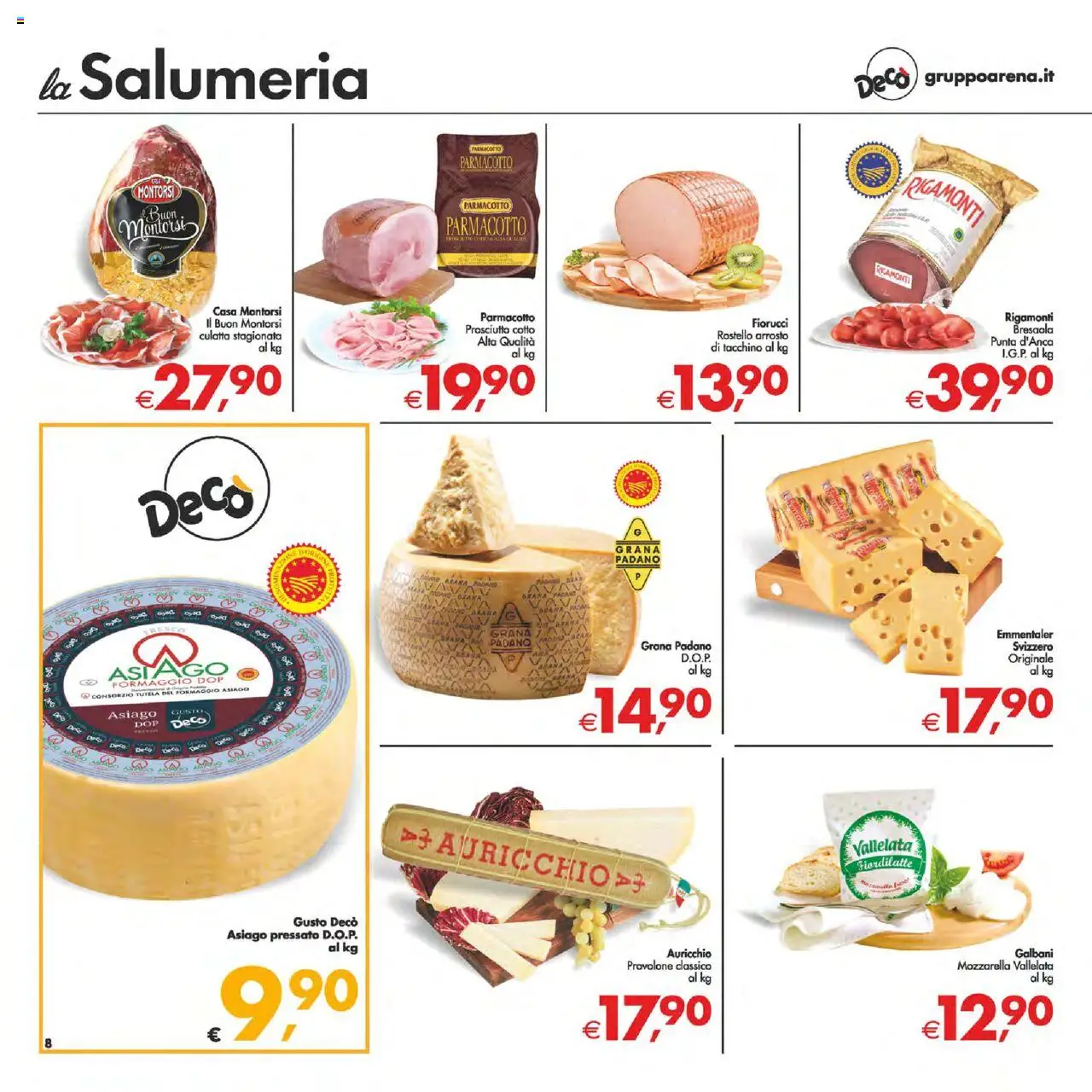 Volantino Decò del 12.08.2025 | Pagina: 8 | Prodotti: Provolone, Tacchino, Mozzarella, Formaggio