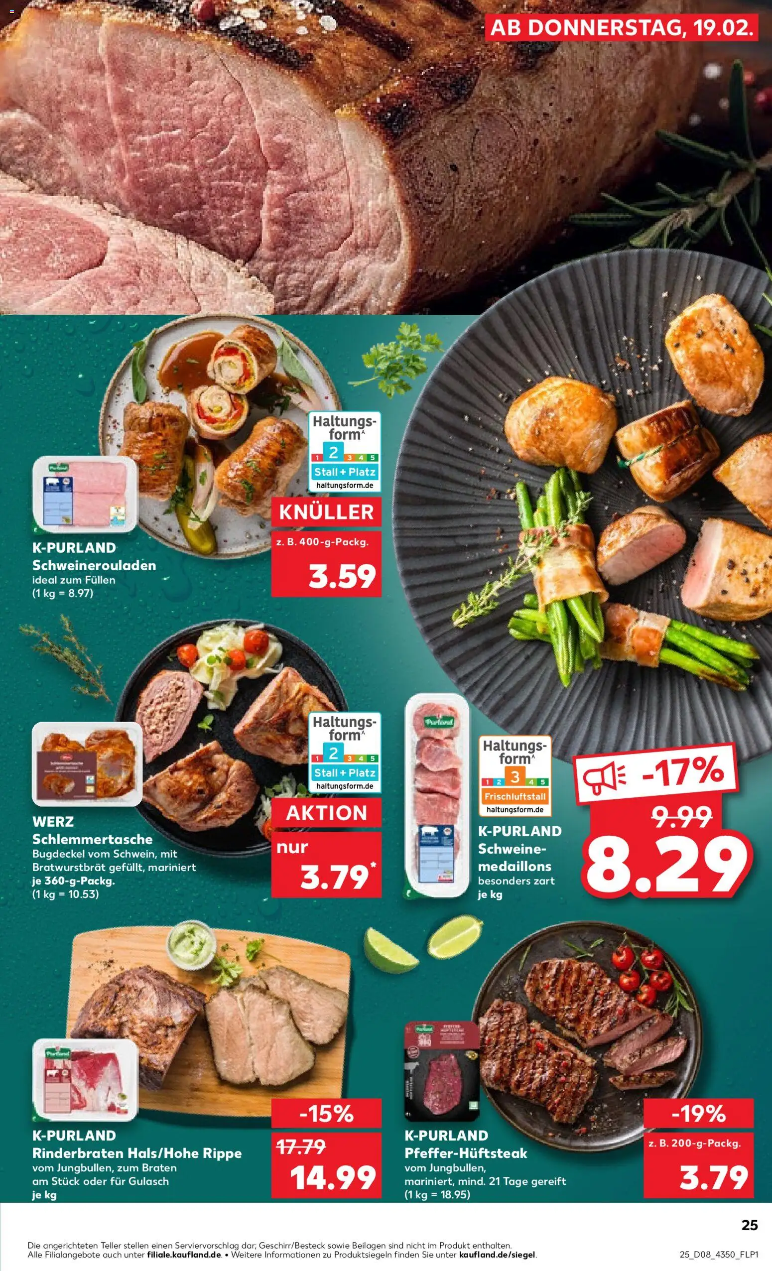 Kaufland prospekt Frankfurt (Oder)	 – gültig ab 19.02.2026 | Seite: 25 | Produkte: Rinderbraten, Gulasch, Steak