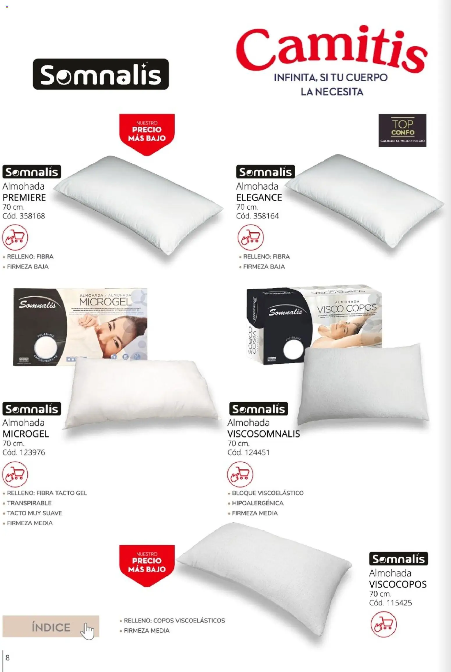 Conforama - Guía de textil 2026 │ válido desde el 05.02.2026 | Página: 8 | Productos: Copos, Almohada