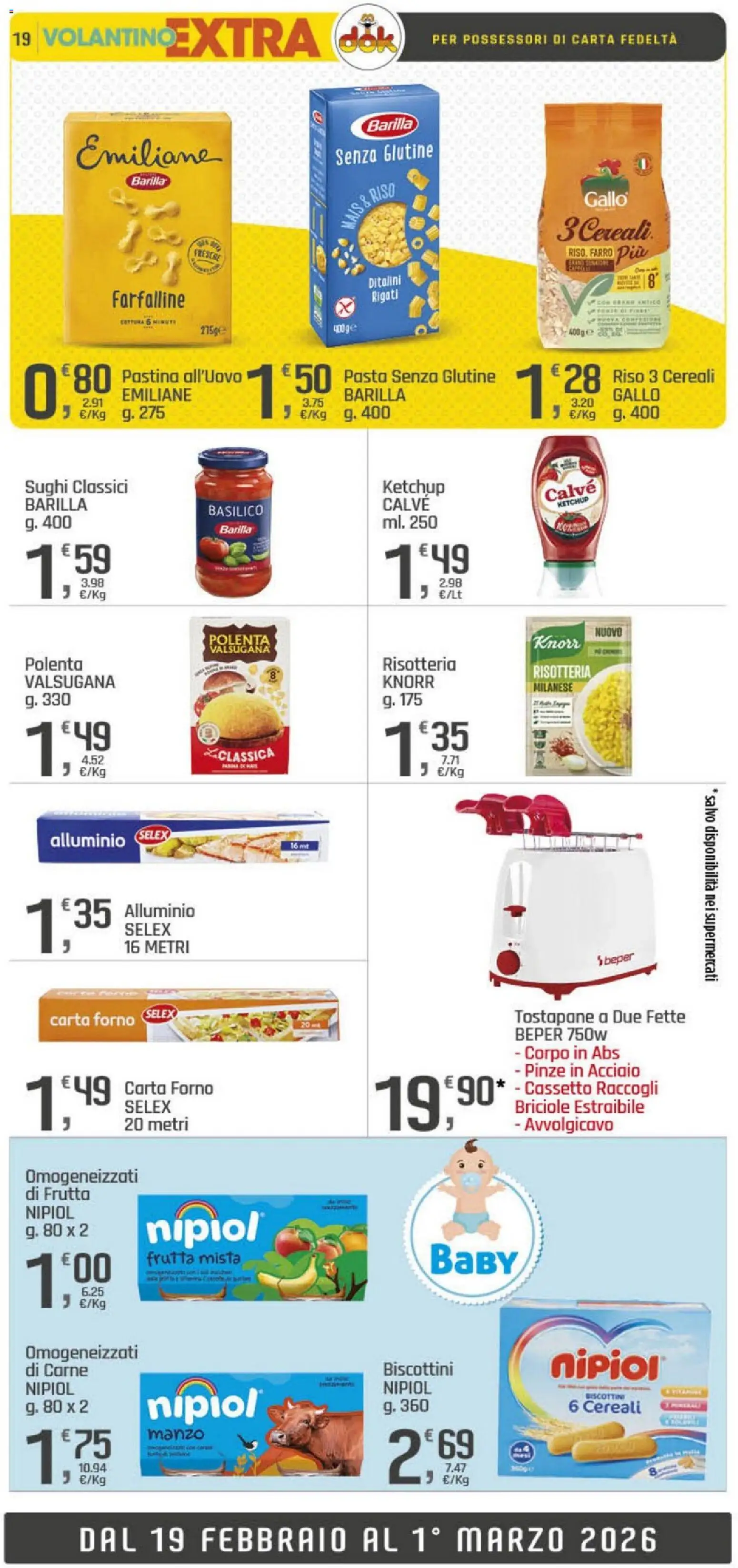Volantino DOK del 19.02.2026 | Pagina: 19 | Prodotti: Riso, Ketchup, Forno, Pinze