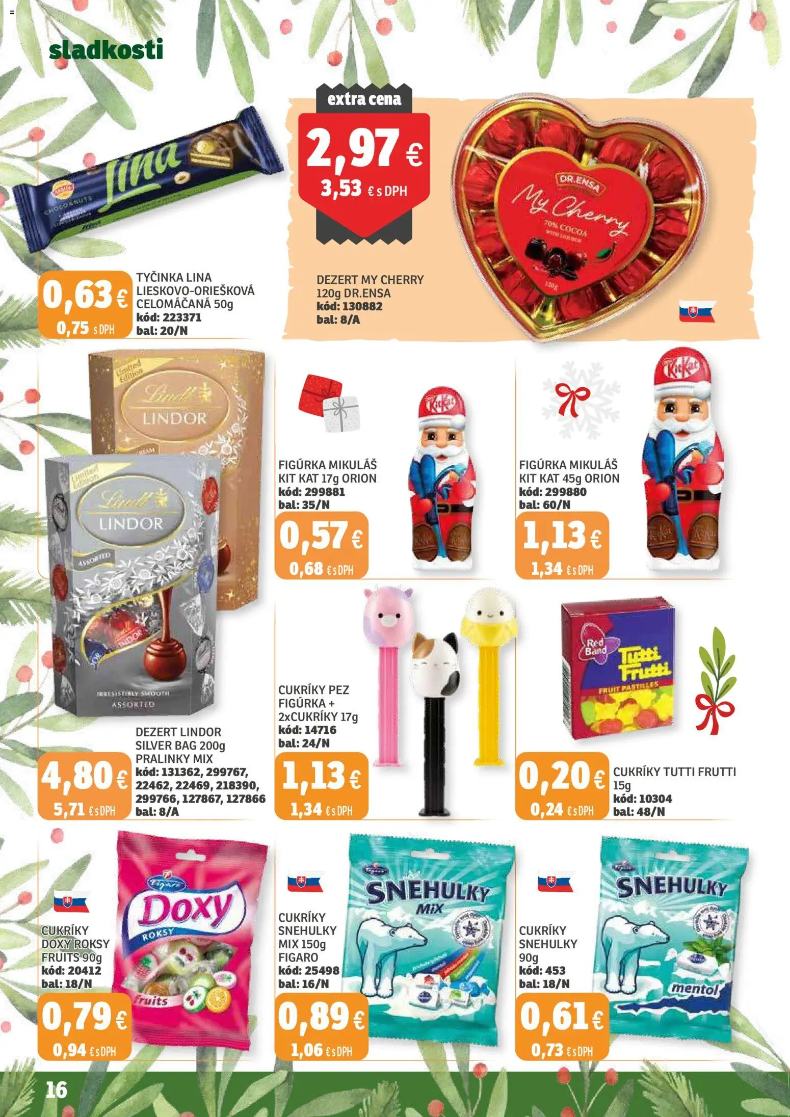 Nové Labaš akcie – leták je platný od 28.11.2025 | Strana: 16 | Produkty: Lindor, Cukríky