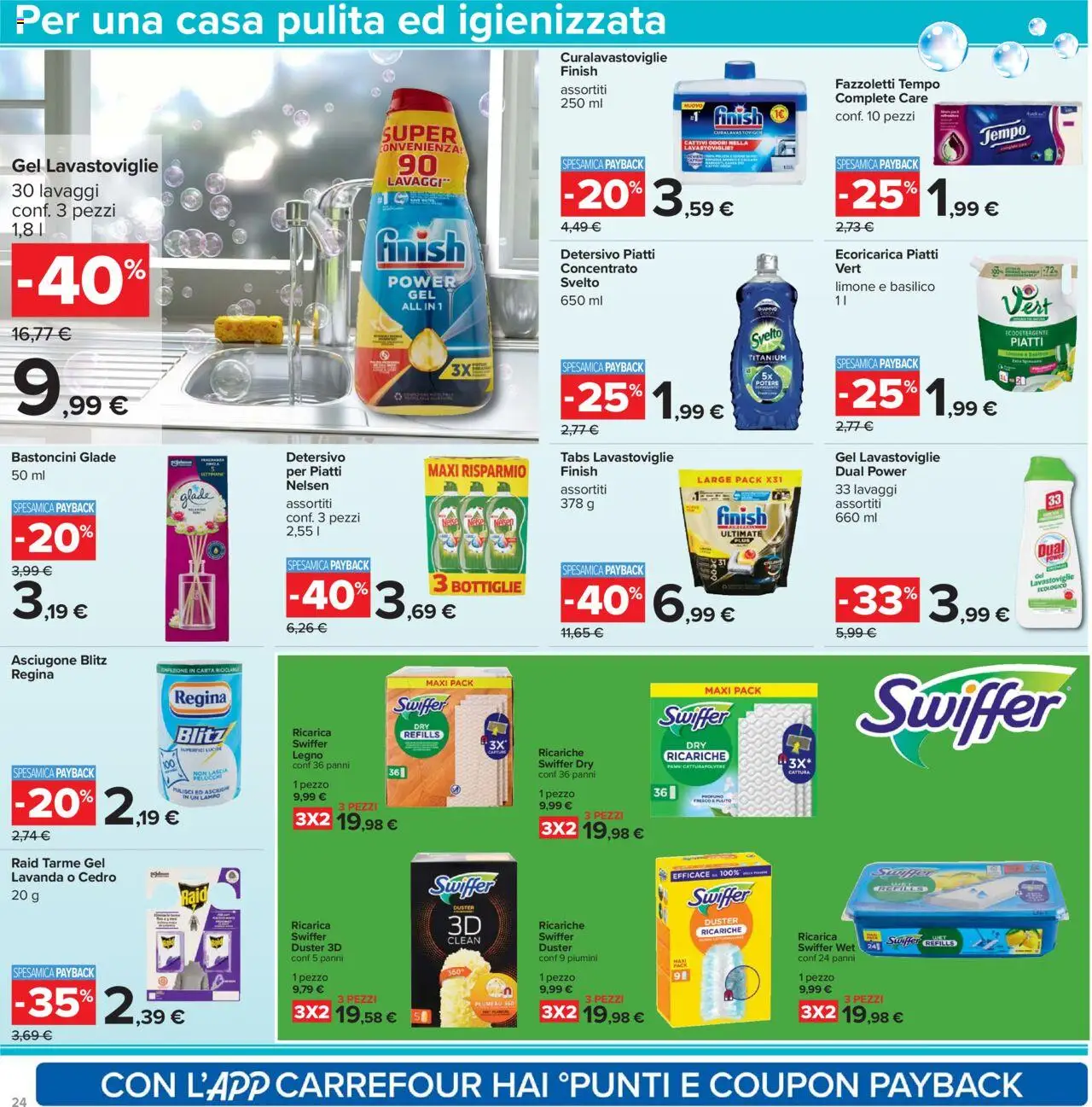 Volantino Carrefour del 23.10.2025 | Pagina: 24 | Prodotti: Fazzoletti, Limone, Lavastoviglie, Basilico