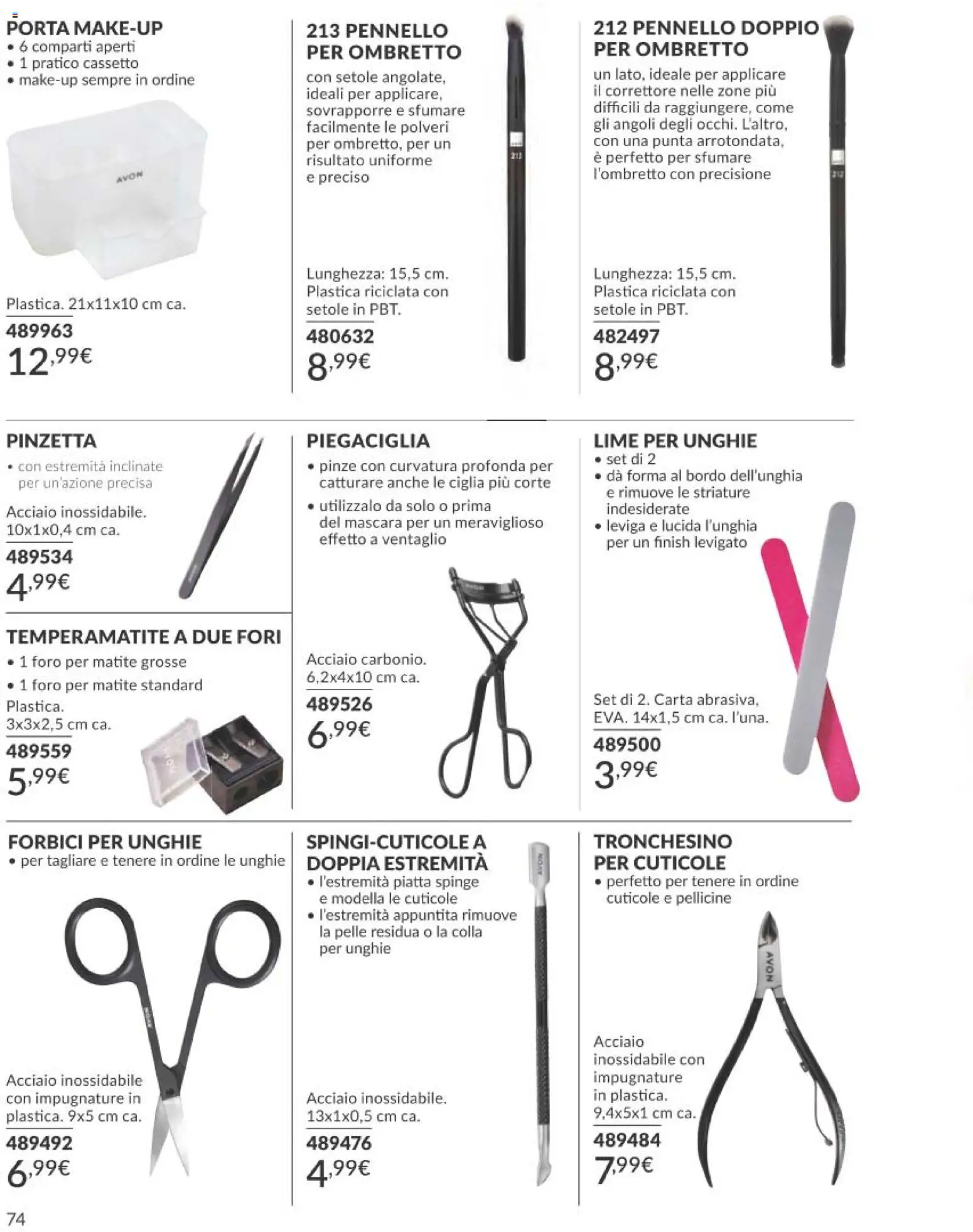 Volantino Avon del 01.03.2026 | Pagina: 74 | Prodotti: Temperamatite, Lime, Colla, Pinze