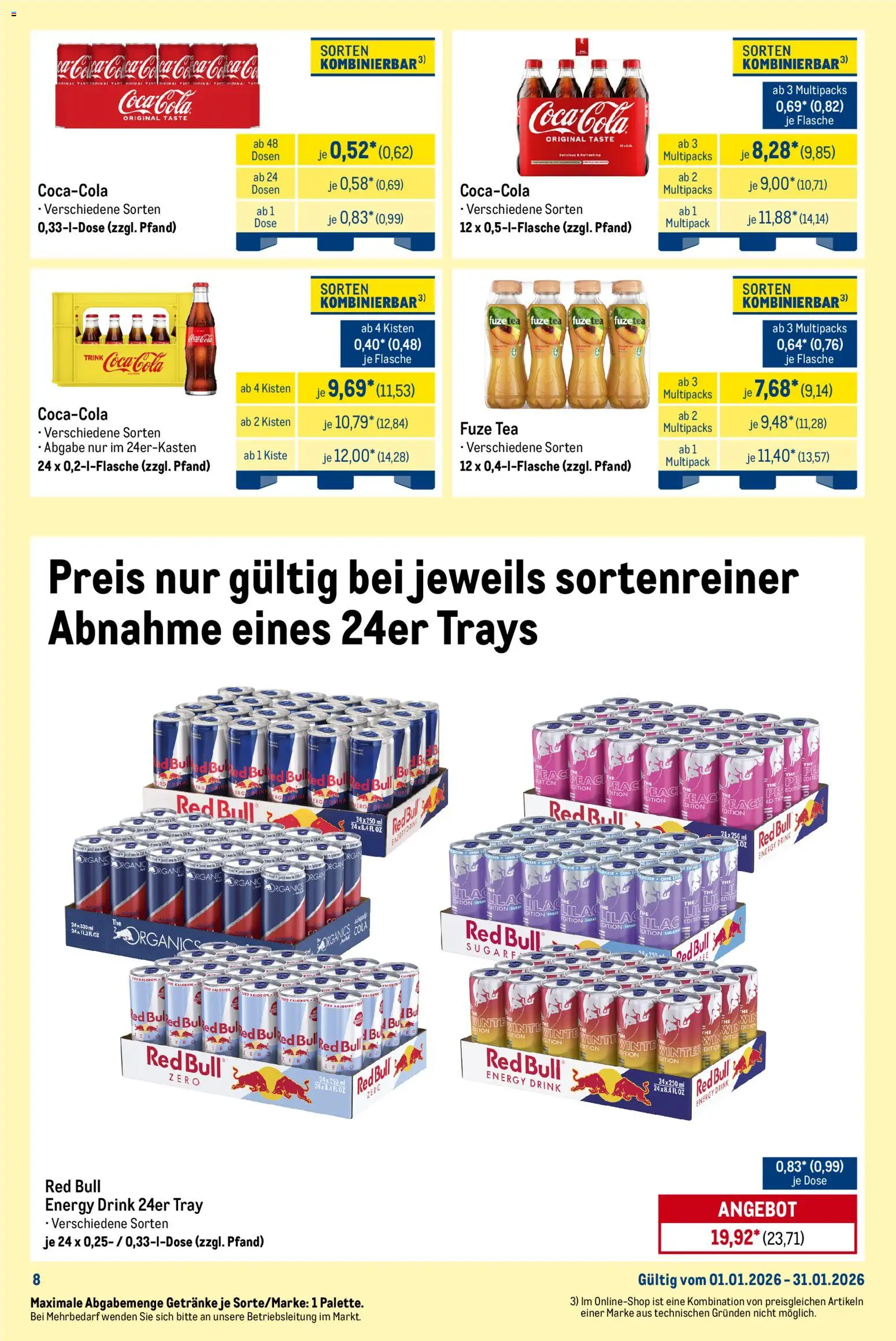 Metro - Monats-Mix – gültig ab 01.01.2026 | Seite: 8 | Produkte: Fuze tea, Red bull, Cola, Energy
