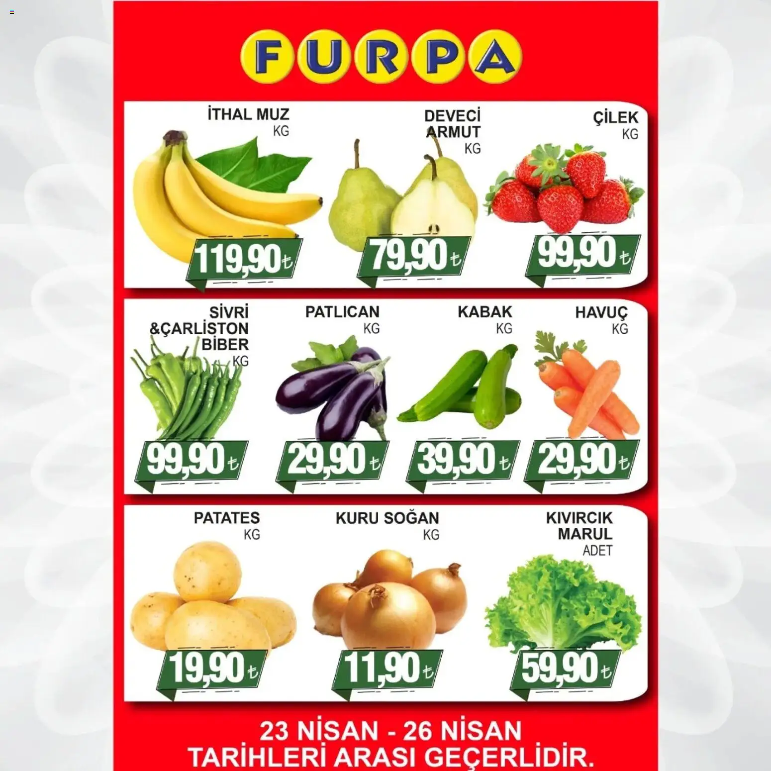 Furpa Katalog - 23.04.2026 tarihinden itibaren geçerlidir | Sayfa: 5 | Ürünler: Kabak, Çilek, Soğan, Biber