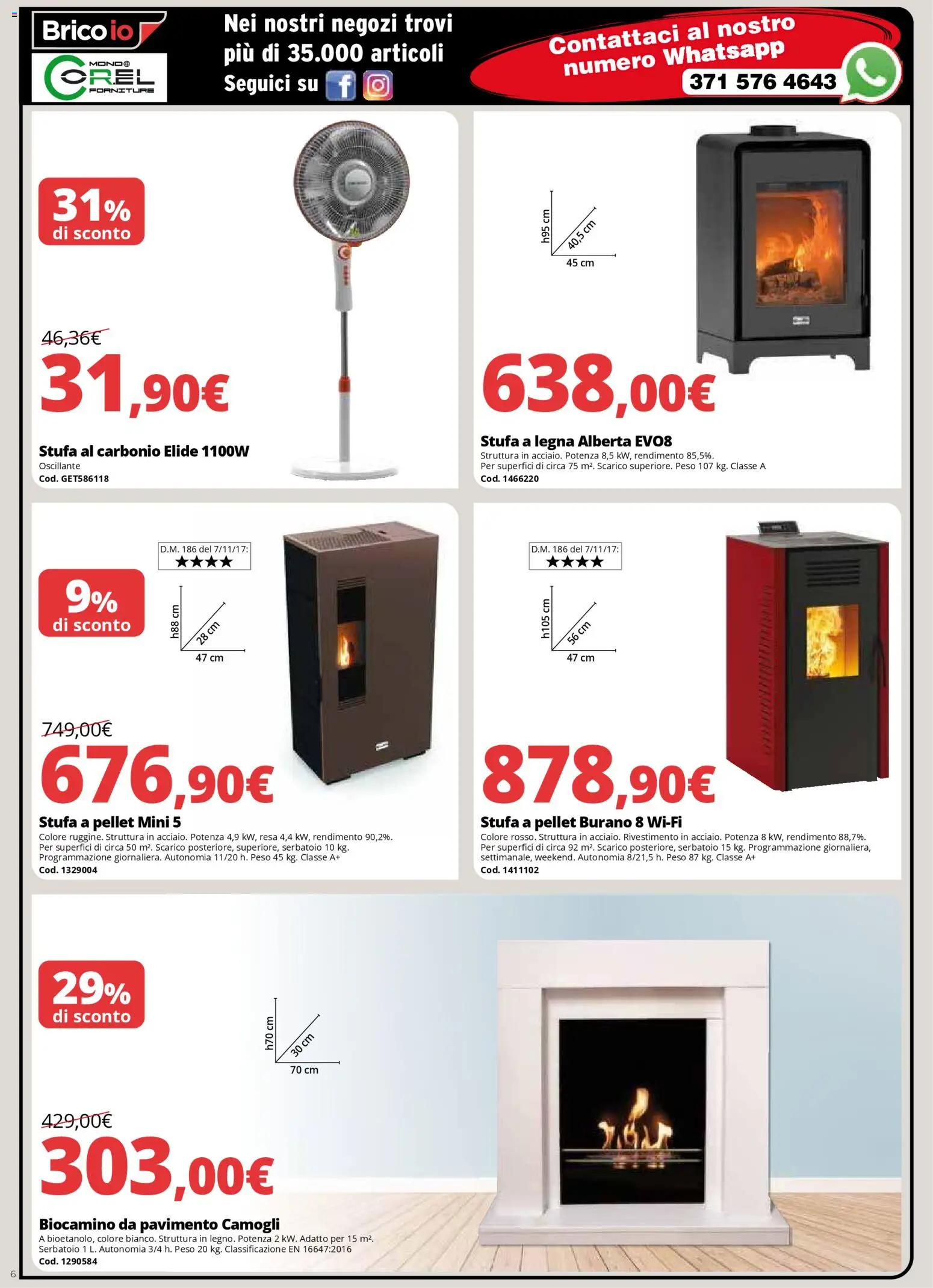 Volantino Brico io del 13.11.2025 | Pagina: 6 | Prodotti: Pellet, Stufa a legna, Pavimento, Stufa