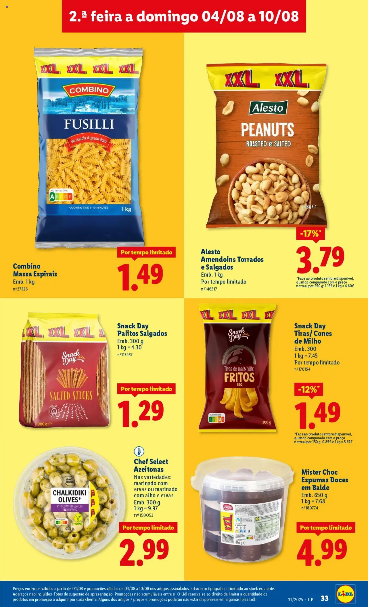 Lidl folheto │ válido de 04.08.2025 | Página: 33 | Produtos: Amendoins, Azeitonas, Balde, Chocolate