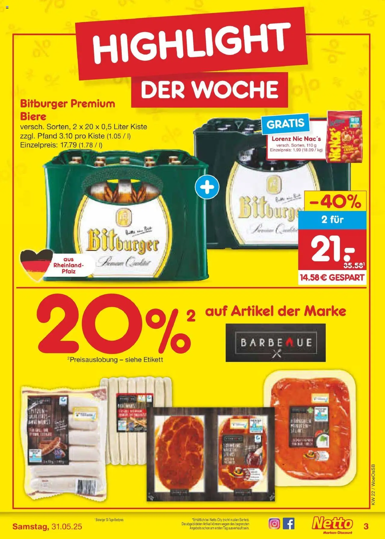 Netto Marken-Discount prospekt Gemmingen	 - gültig ab dem 26.05.2025 | Seite: 3 | Produkte: Bitburger