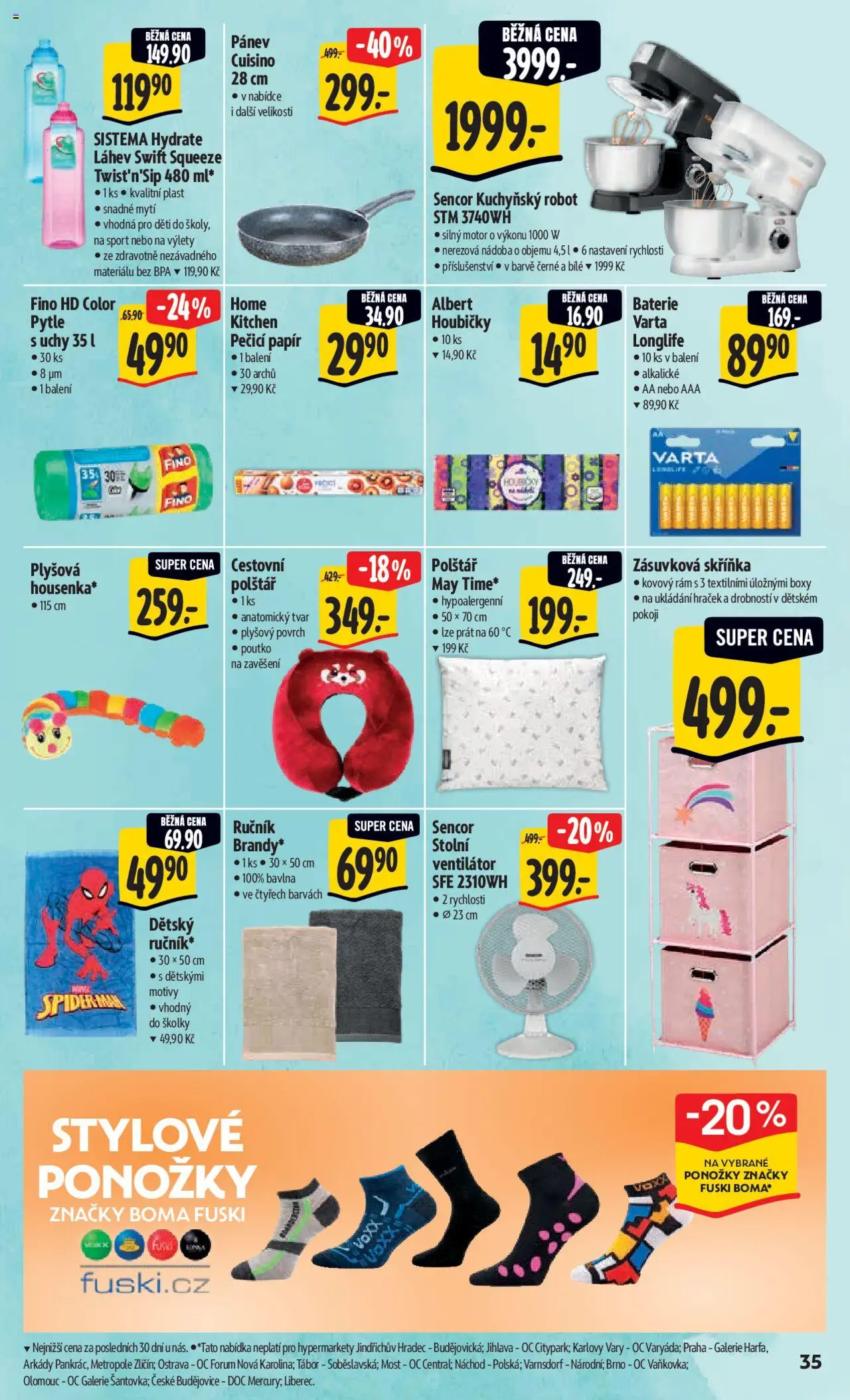 Albert leták - Hypermarket od 13.08.2025 | Strana: 42 | Produkty: Ponožky, Pánev, Polštář, Baterie