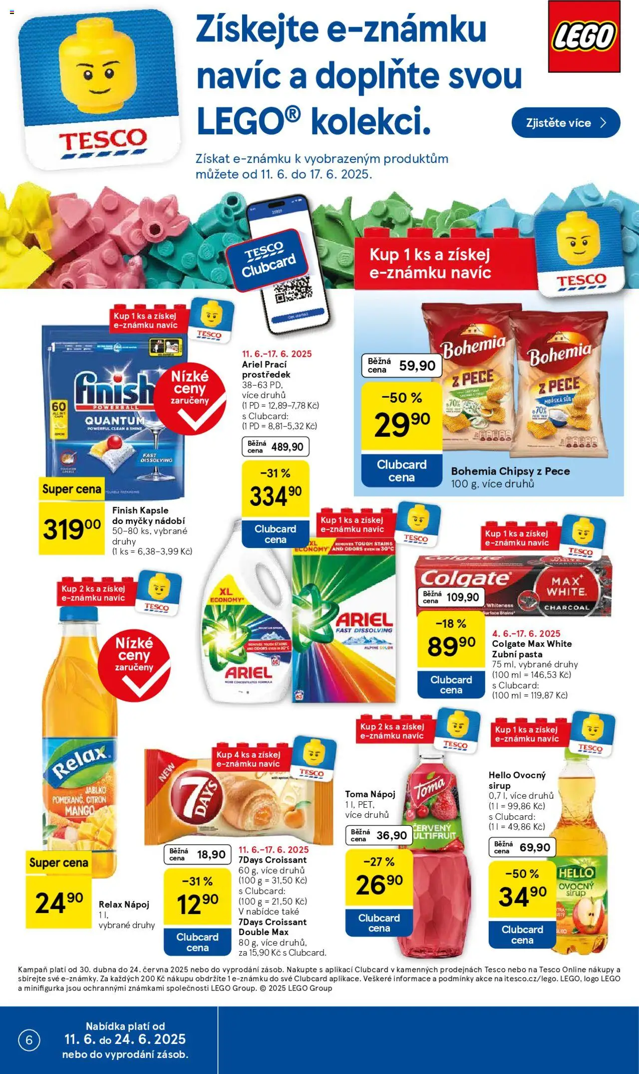 Tesco leták - Hypermarket od 11.06.2025 | Strana: 6 | Produkty: LEGO, Sirup, Ariel, Kapsle do myčky