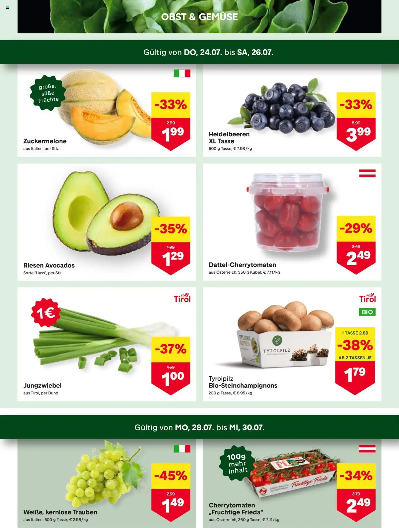 MPREIS Absam gültig ab 24.07.2025 | Seite: 2 | Produkte: Gemüse, Obst
