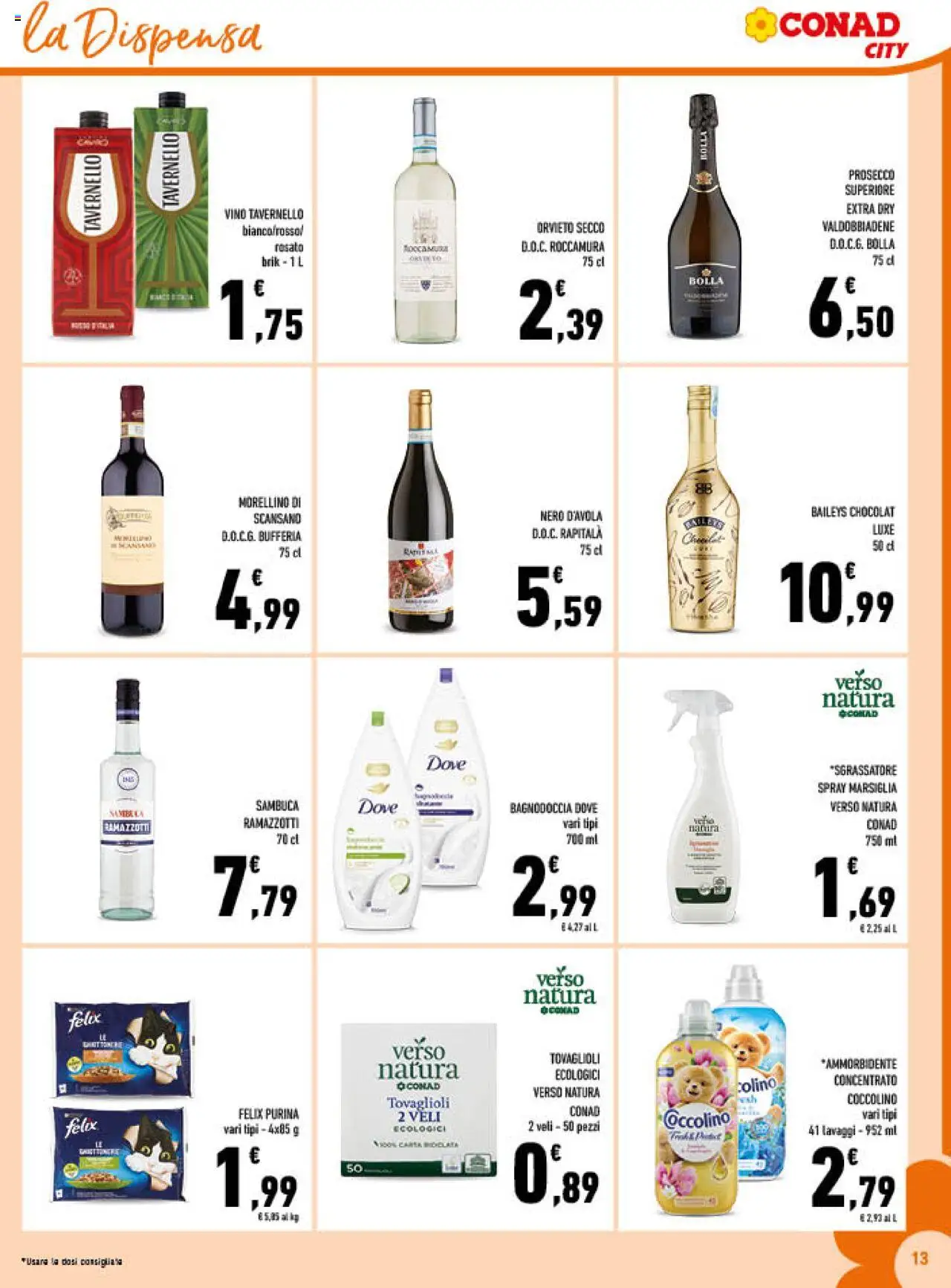 Volantino Conad del 22.10.2025 | Pagina: 13 | Prodotti: Ammorbidente, Prosecco, Vino